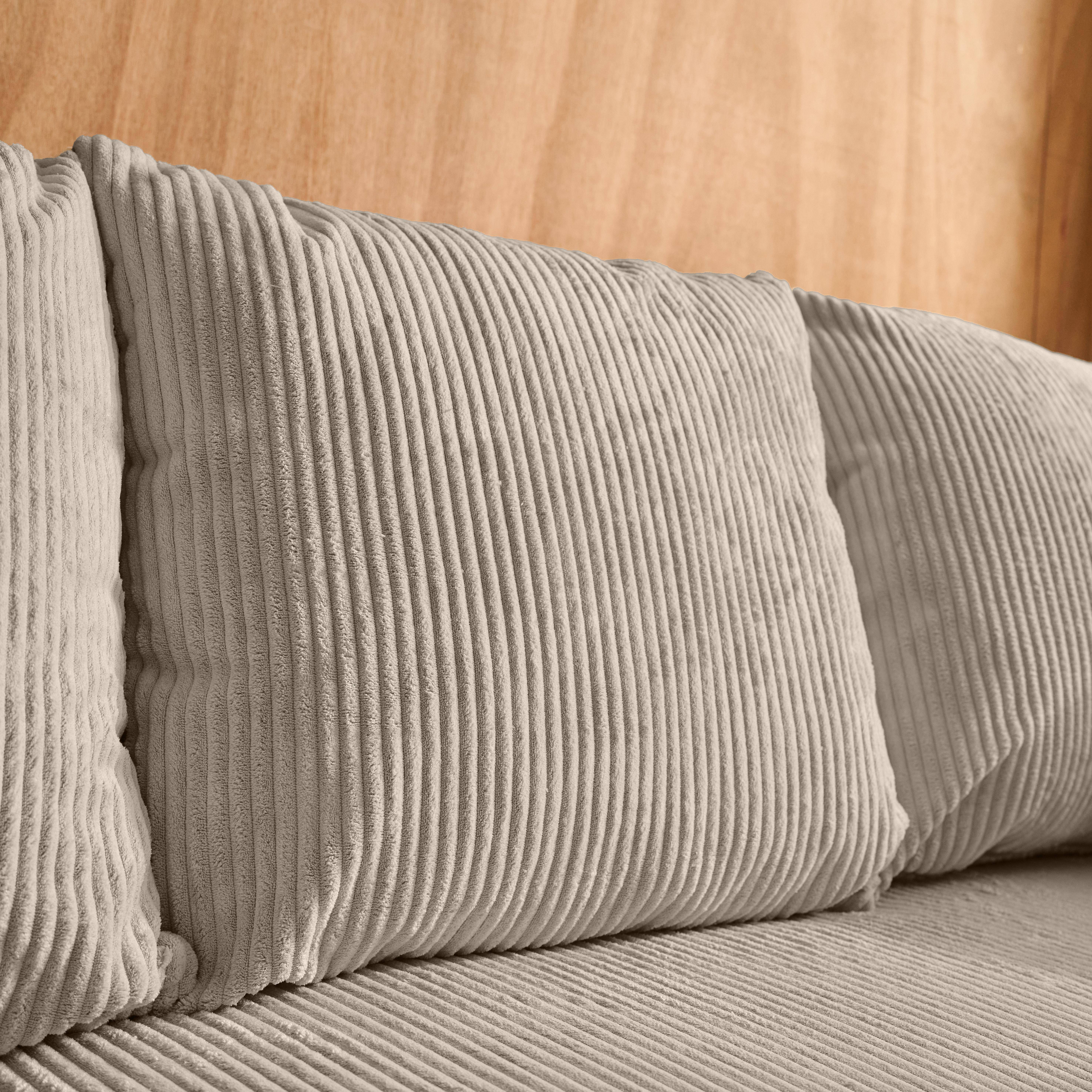 Narożna, odwracalna kanapa 3-osobowa z funkcją spania, ze sztruksu w kolorze taupe, z pojemnikiem na pościel – Almo Photo6