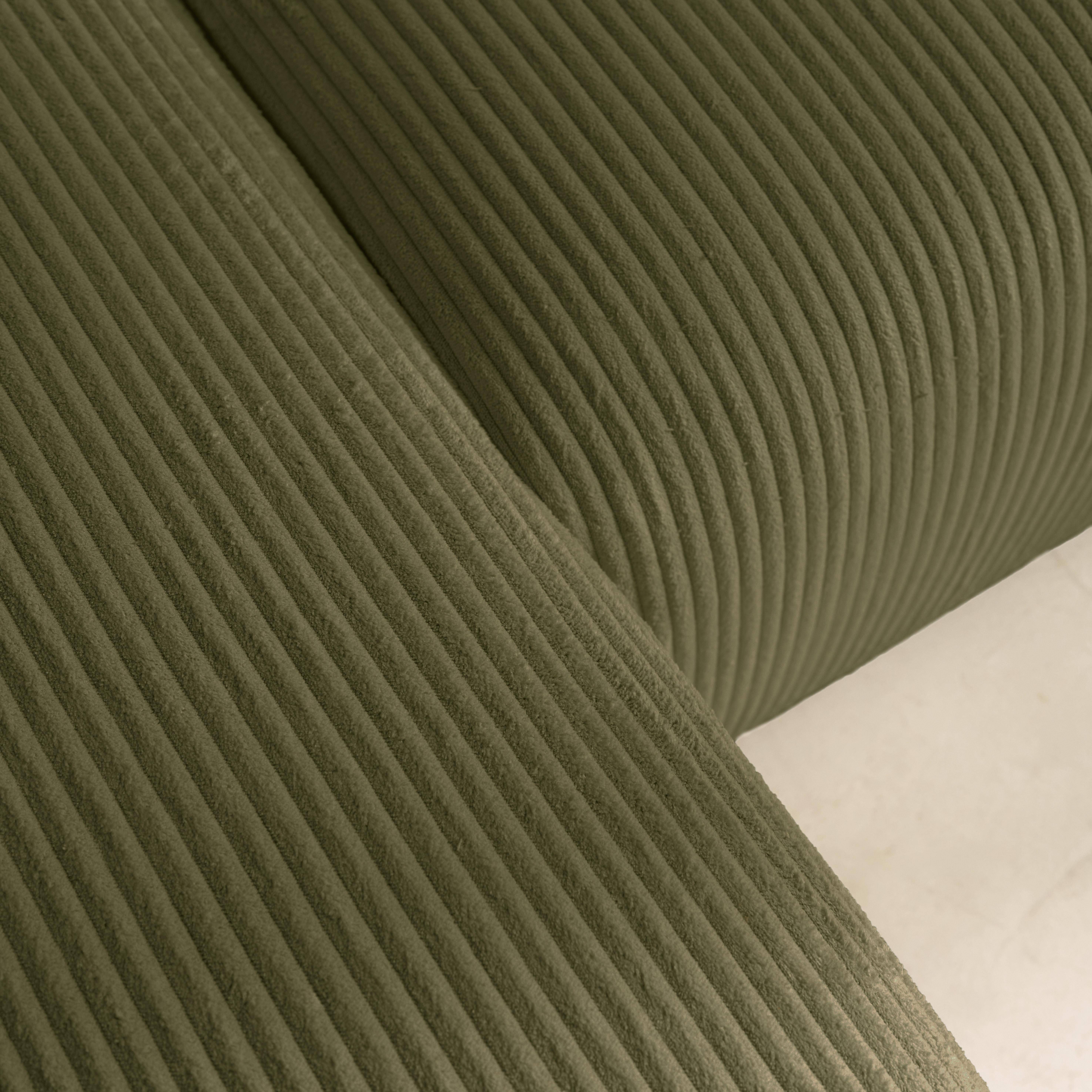 Narożna, odwracalna kanapa 3-osobowa z funkcją spania, ze sztruksu w kolorze khaki, z pojemnikiem na pościel – Almo Photo4