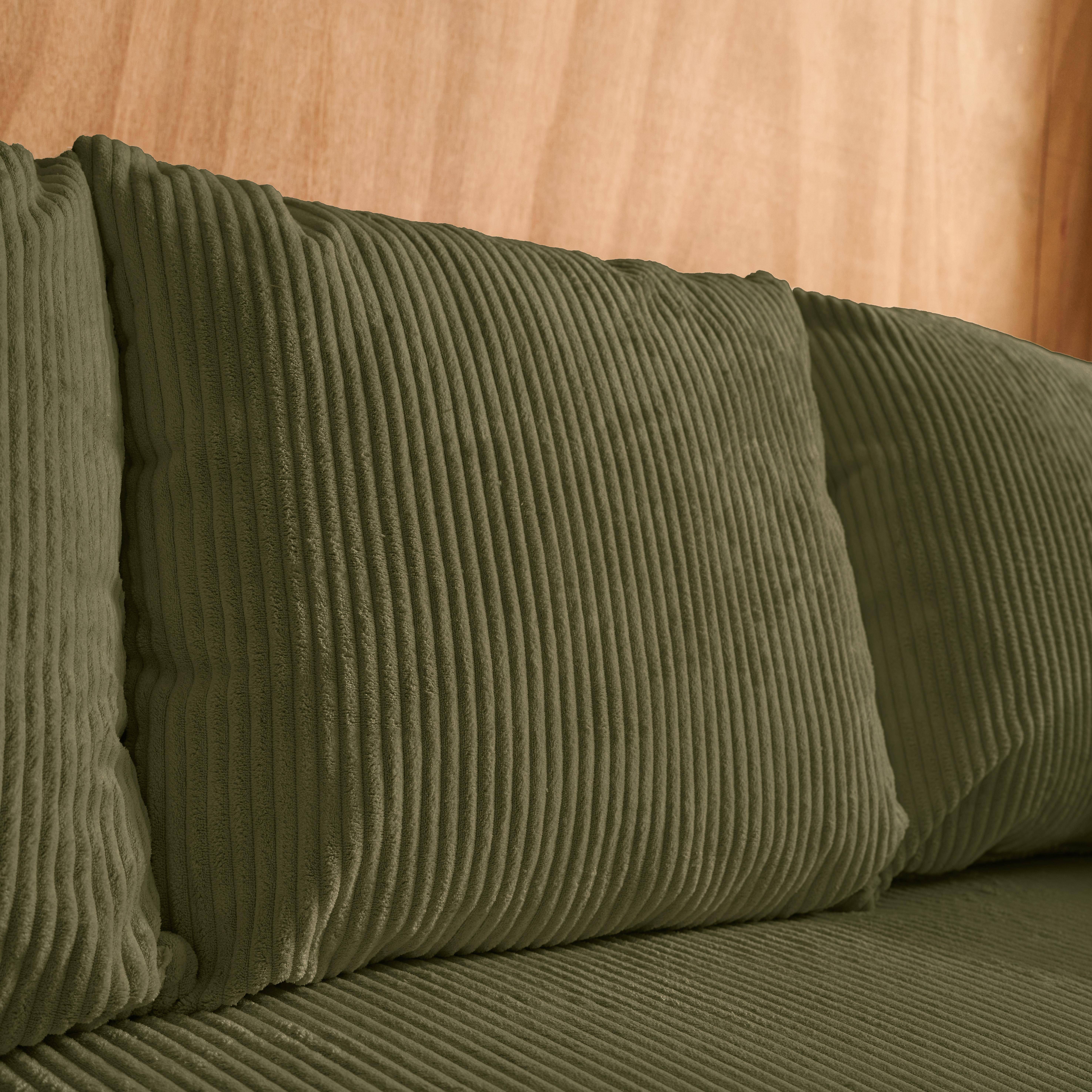 Narożna, odwracalna kanapa 3-osobowa z funkcją spania, ze sztruksu w kolorze khaki, z pojemnikiem na pościel – Almo Photo6