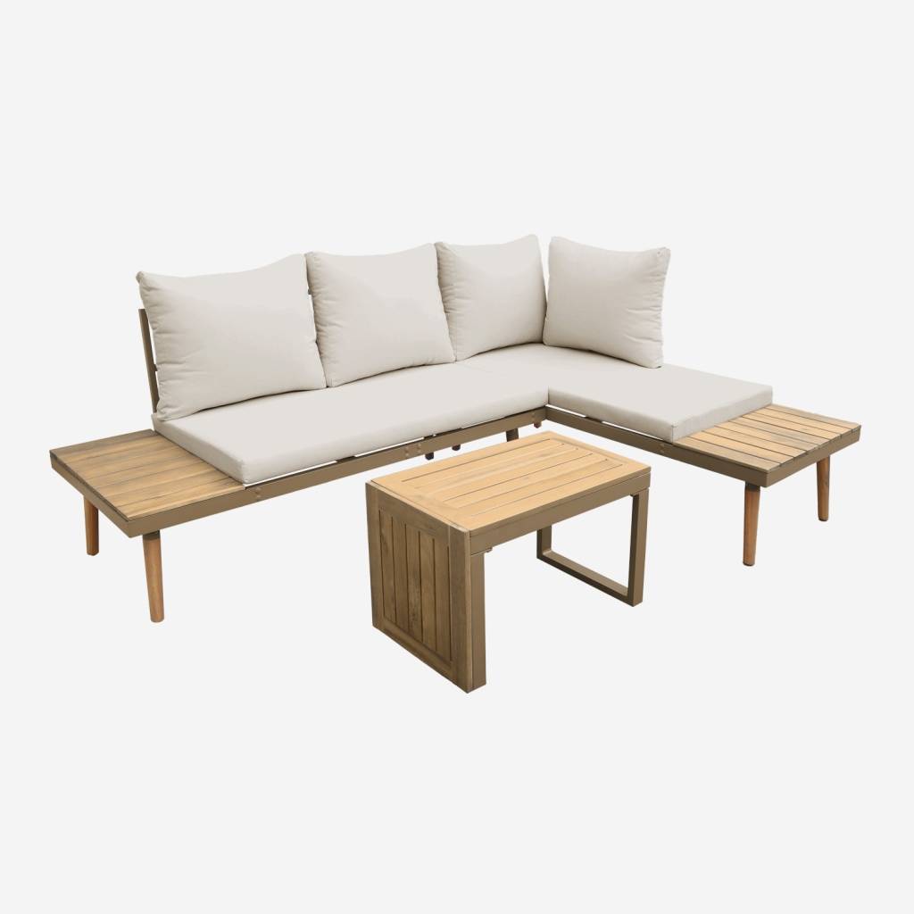 Salon de jardin modulable 4 places marron et beige