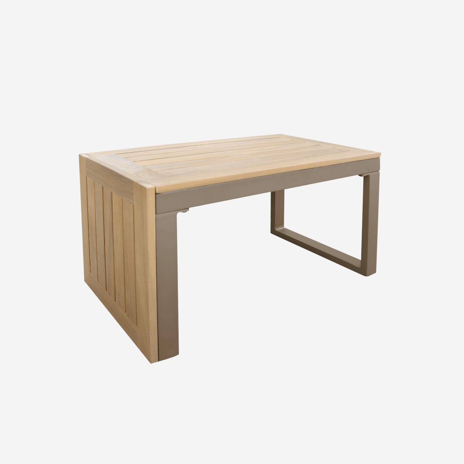 Salon de jardin marron, modulable en aluminium et bois d'acacia, 4 places, Sao Paulo, 140 x 68 x 65cm,sweeek,Photo7