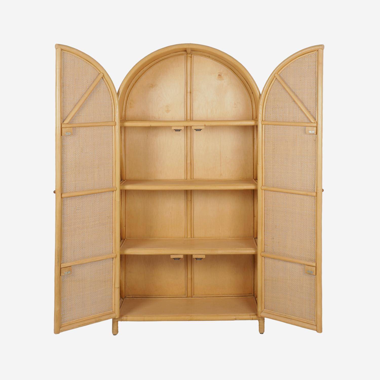 Guarda-roupa infantil boêmio de rattan natural e palhinha, Arlo, Rotin naturel, 90x40x180 cm,sweeek,Photo3