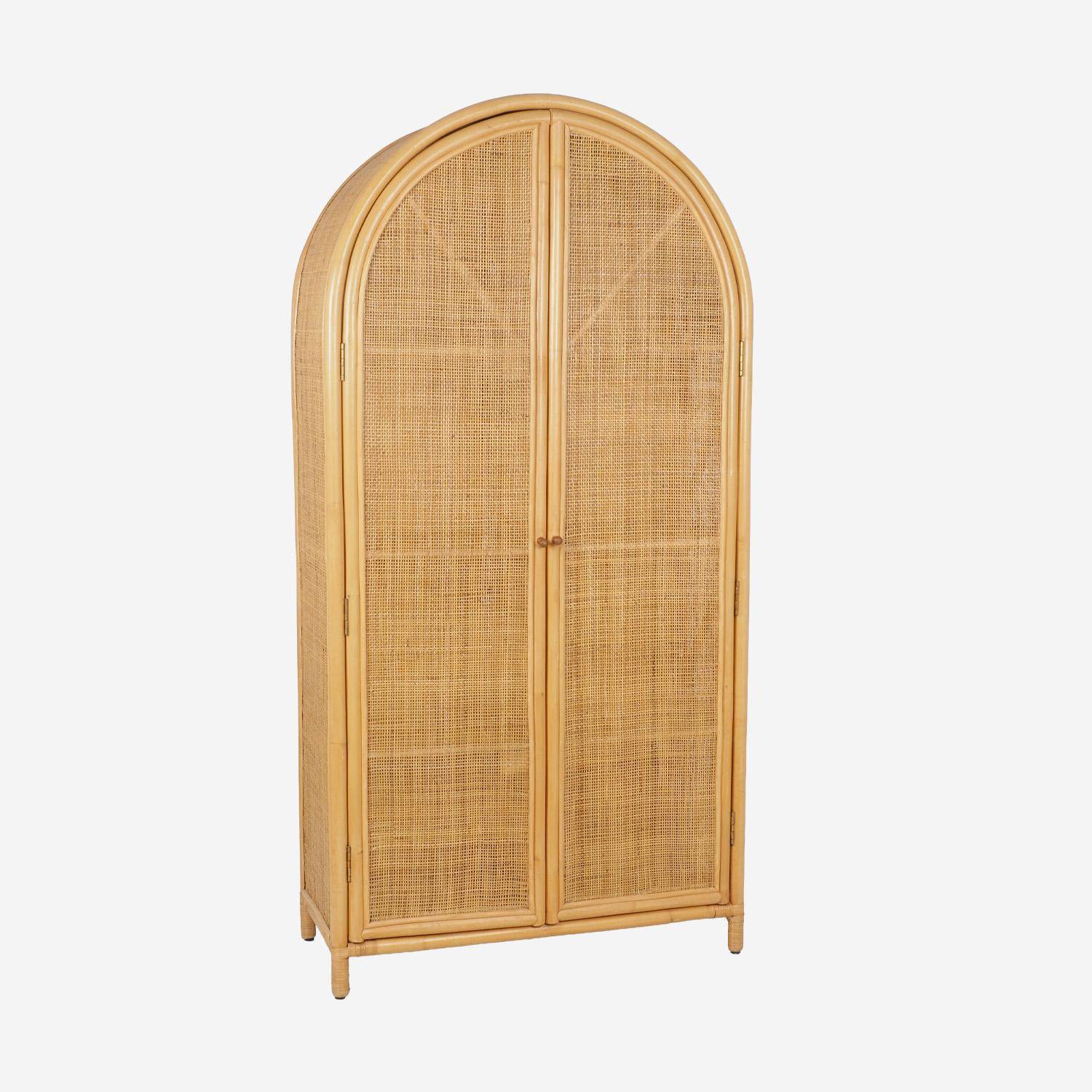 Armadio per bambini boho in rattan naturale e paglia di Vienna Rattan naturale - 90x40x180 cm,sweeek,Photo2