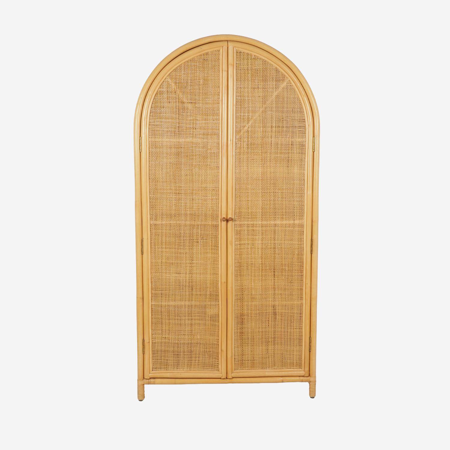 Guarda-roupa infantil boêmio de rattan natural e palhinha, Arlo, Rotin naturel, 90x40x180 cm Photo2 Guarda-roupa infantil boêmio de rattan natural e palhinha, Arlo, Rotin naturel, 90x40x180 cm Photo2