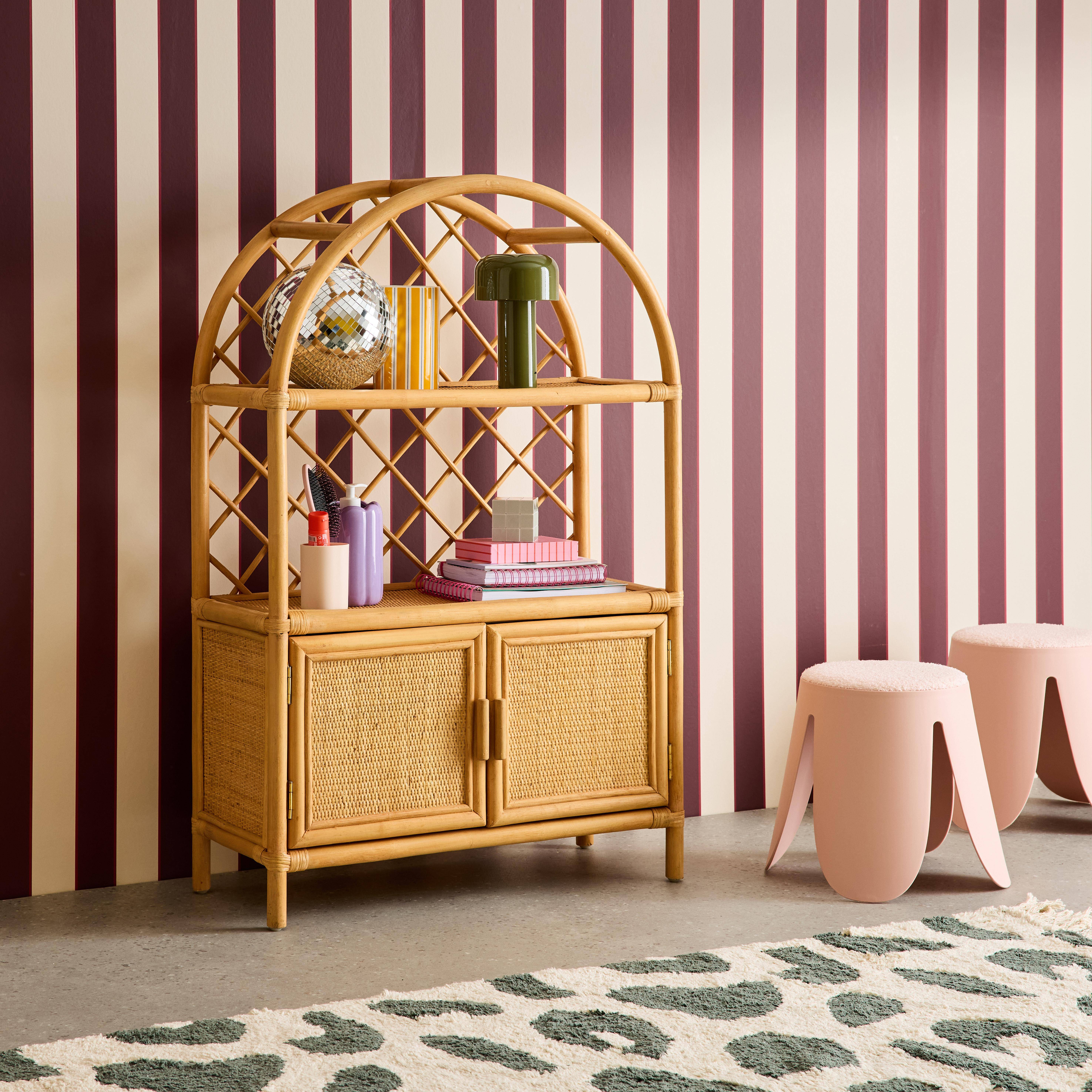 Biblioteca infantil exótica de rattan natural, Arlo, Rotin naturel, 107x70x30 cm,sweeek,Photo3