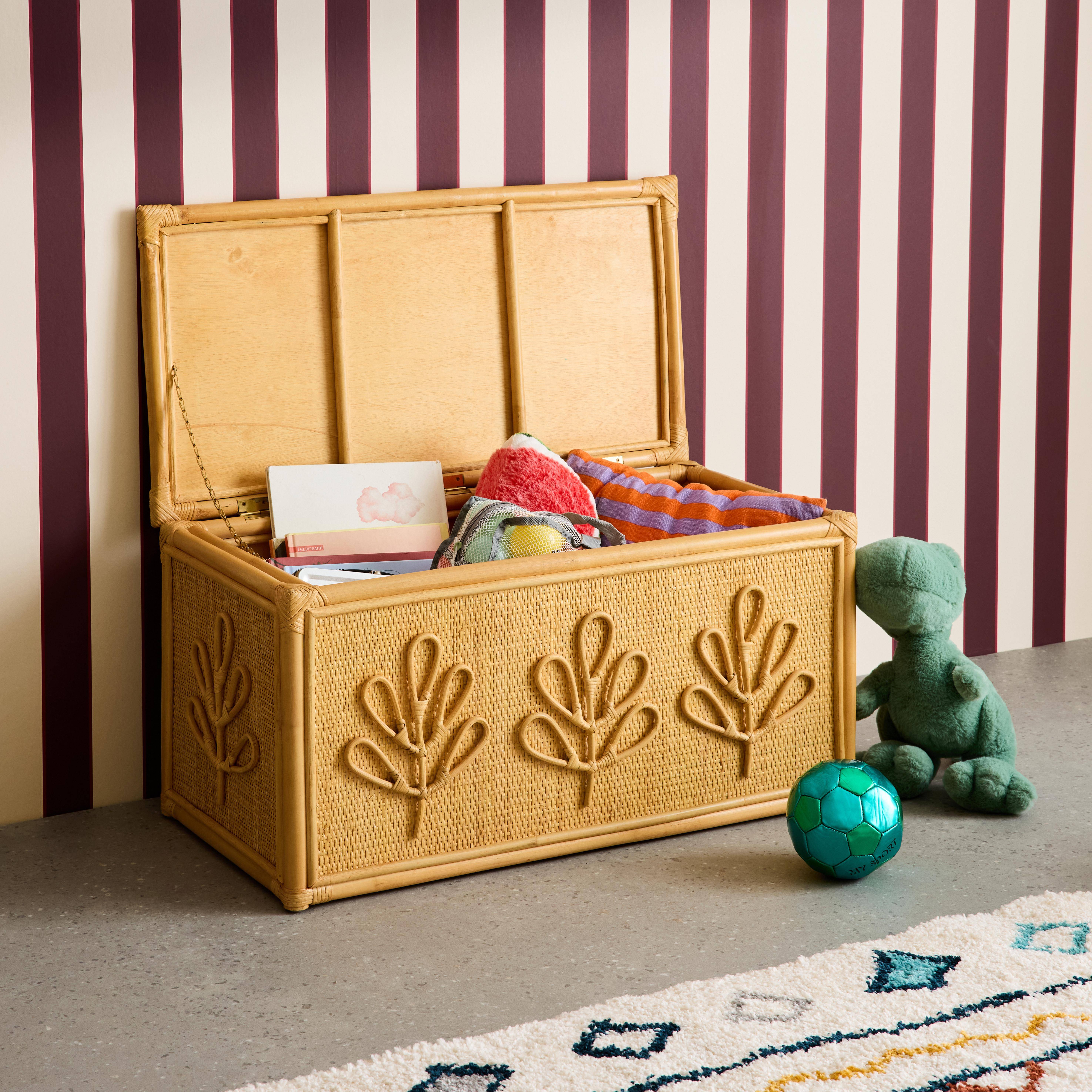 Skrzynia na zabawki dla dzieci w stylu boho z rattanu, kolor naturalny - 80 x 40 x 40 cm - Arlo Photo4