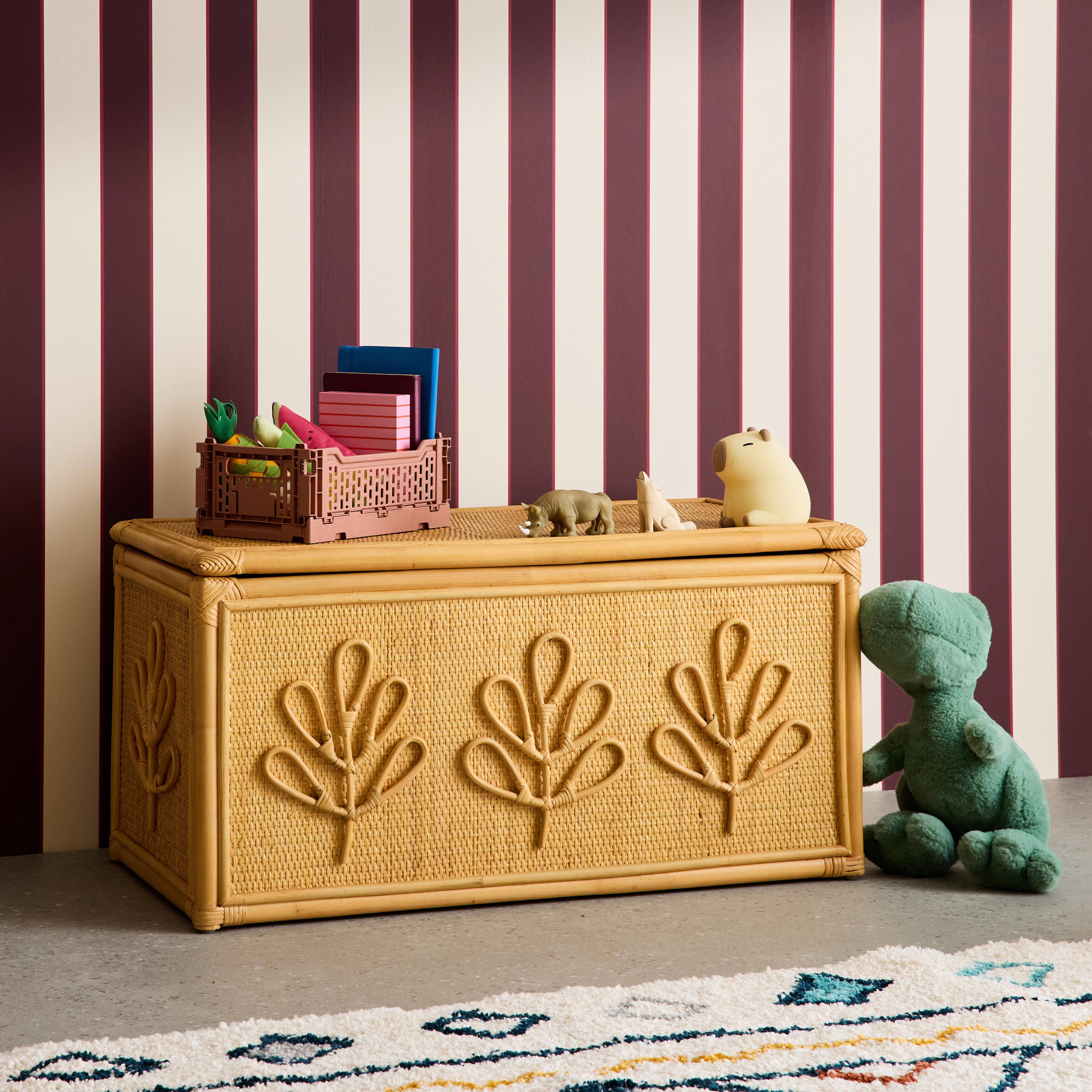 Skrzynia na zabawki dla dzieci w stylu boho z rattanu, kolor naturalny - 80 x 40 x 40 cm - Arlo,sweeek,Photo2