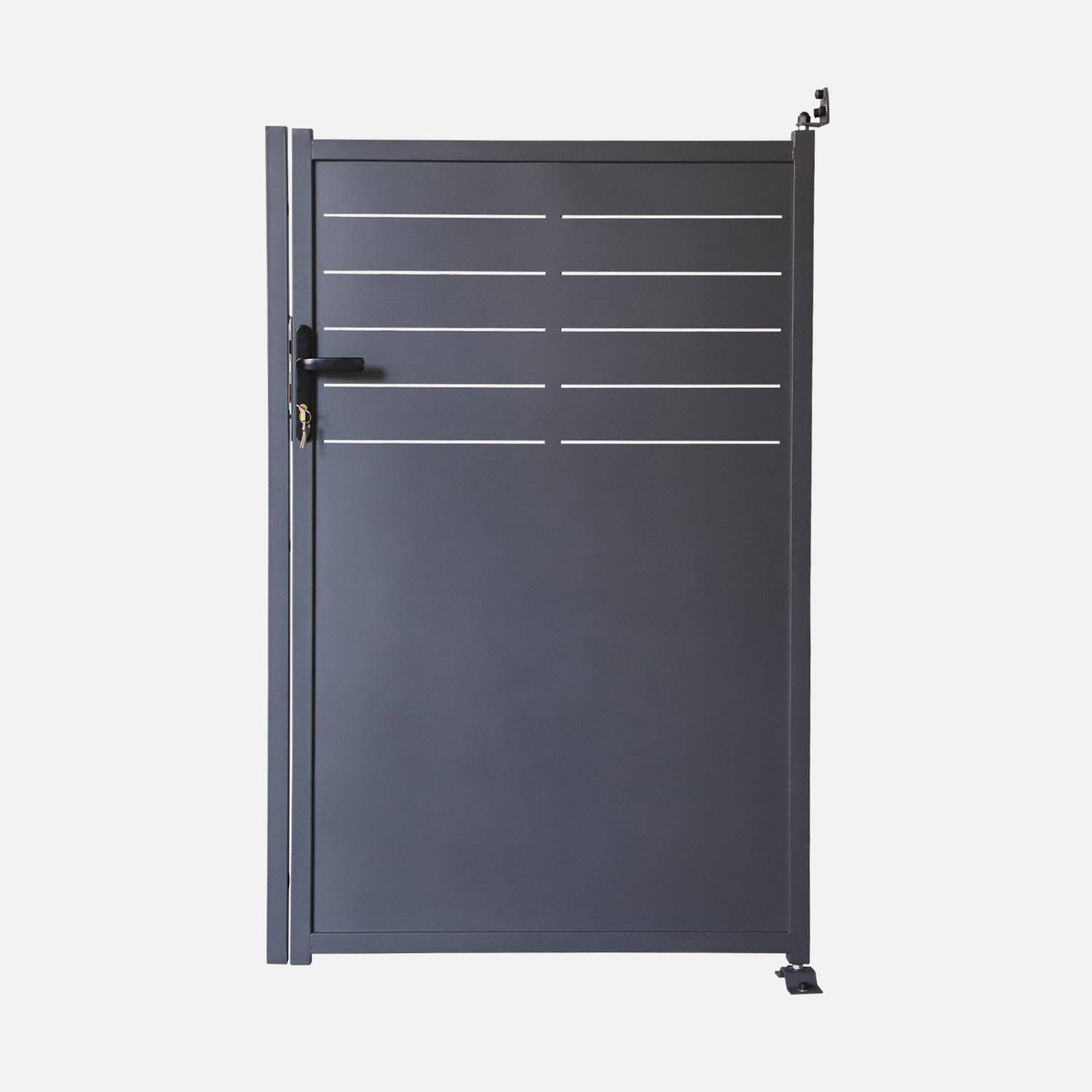 Puerta de jardín de acero galvanizado con cerradura y manija, Axis, Antracita, 5x104x160 cm Photo2