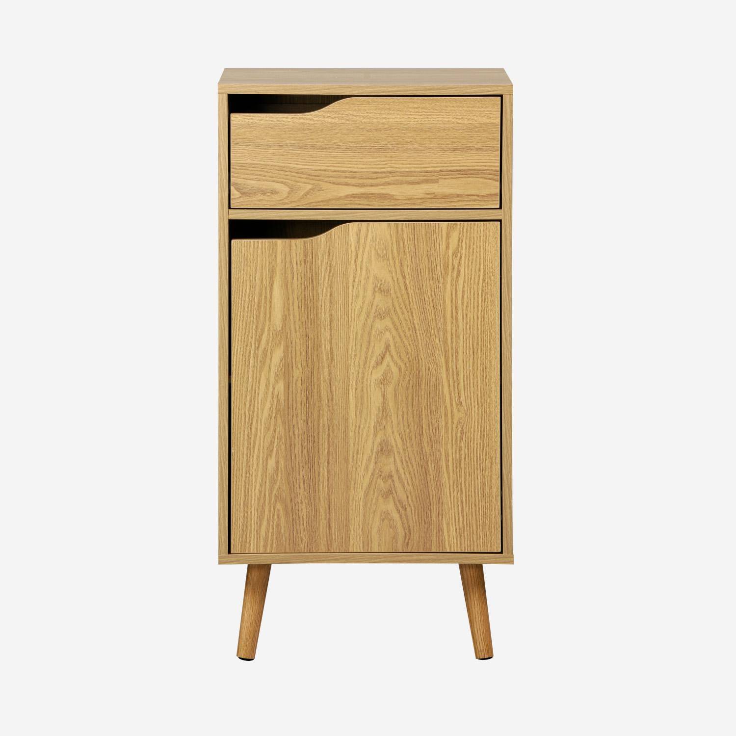 Mueble de baño vintage, 1 cajón y 1 puerta Efecto fresno - 45x36x90 cm,sweeek,Photo2