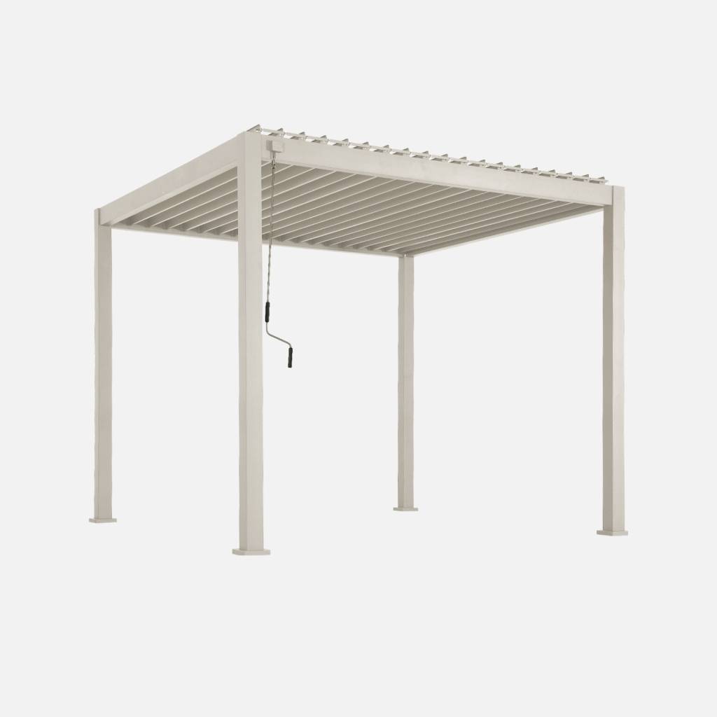 Pergola bioclimatique aluminium et acier 3x3m beige
