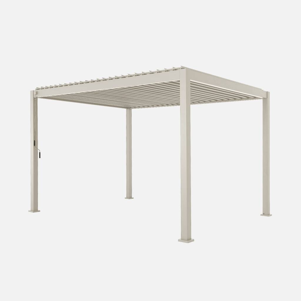 Pérgola bioclimática  3x4m de aluminio con lamas orientables, Beige