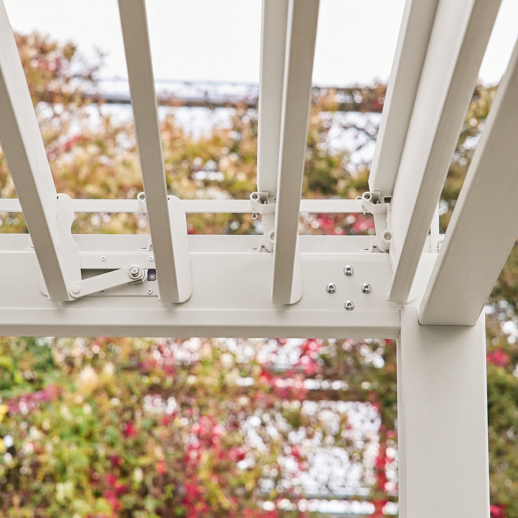 Beżowa pergola lamelowa – Triomphe – 3x4m, aluminium, z regulowanymi lamelami,sweeek,Photo2