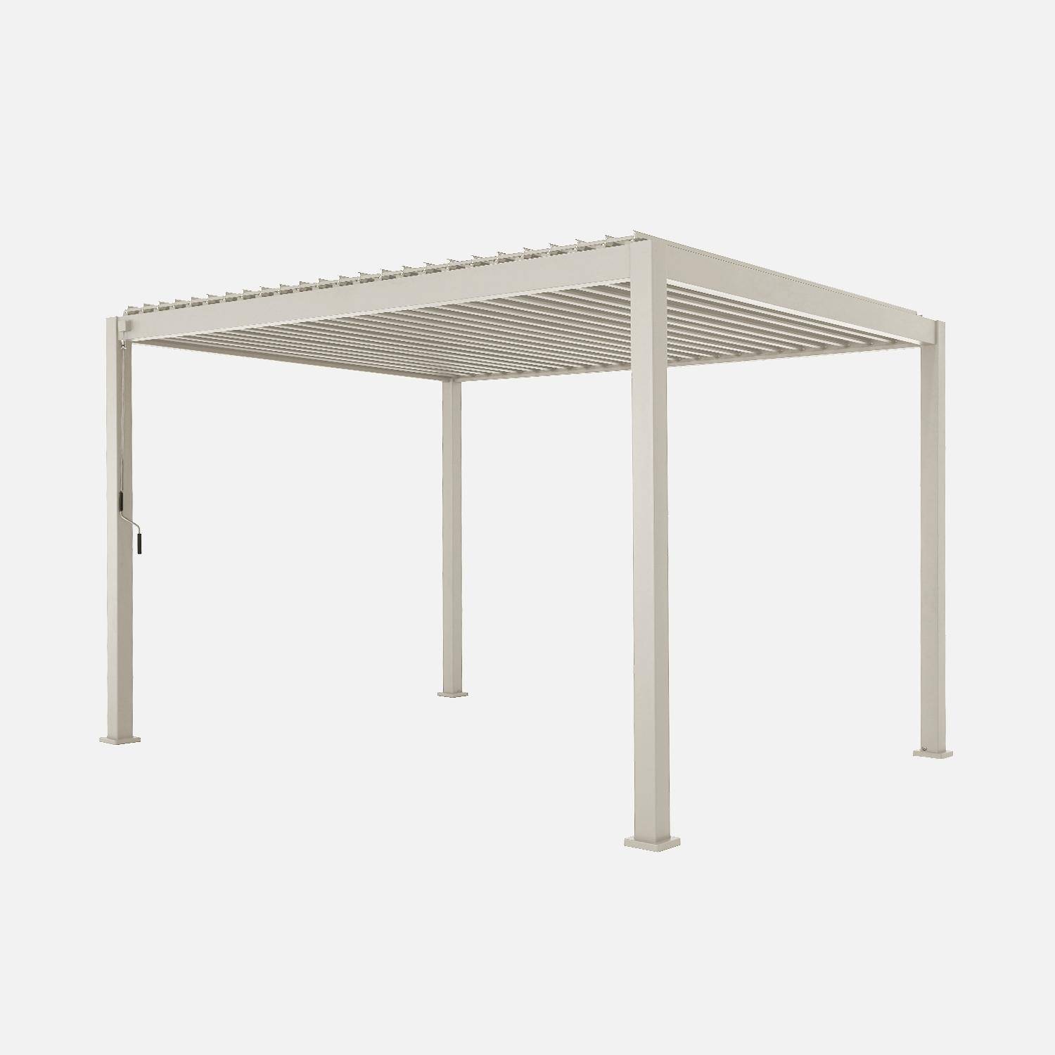 Pergola met lamellendak 4x3m aluminium lamellen verstelbaar beige 392 x 301 x 257 cm - Triomphe,sweeek,Photo4