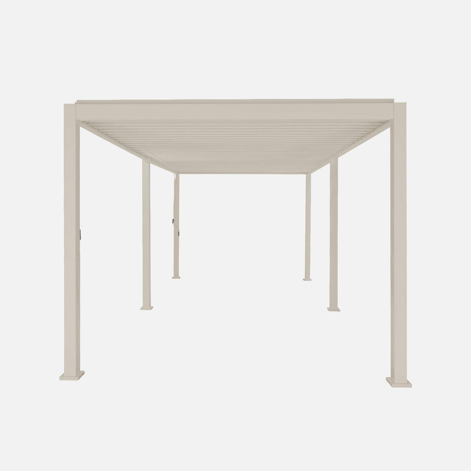 Pérgola bioclimática em alumínio 3x6m com lâminas ajustáveis , Triomphe 3x6m, Bege, 600x50x350 cm,sweeek,Photo4