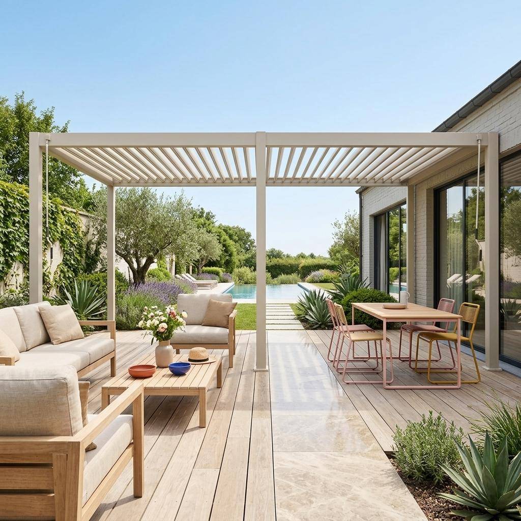 Pergola bioclimatique – Triomphe – 3x6m, aluminium, à lames orientables,sweeek,Photo1
