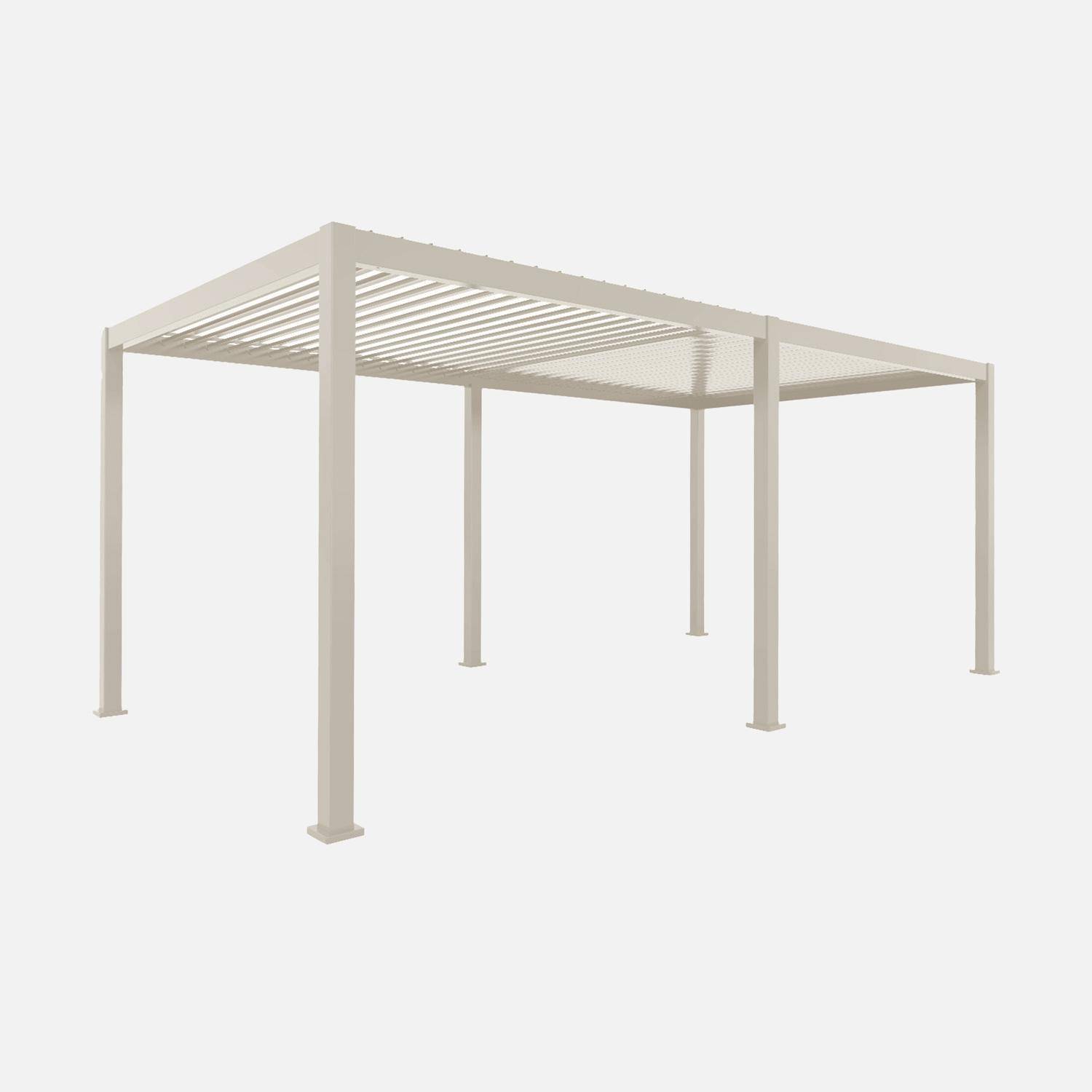 Pérgola bioclimática 3x6m de aluminio, Triomphe 3x6m, Beige, 600x50x350 cm Photo2