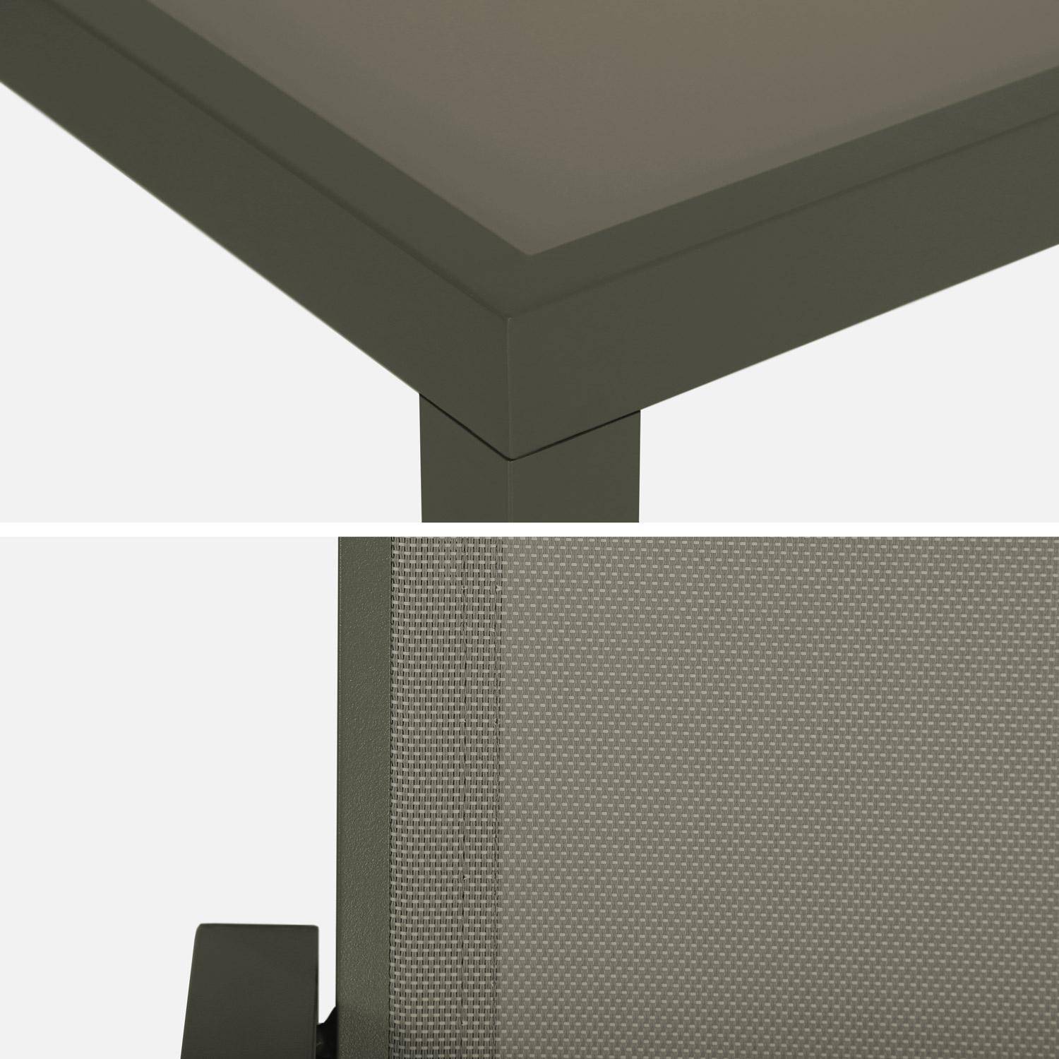 Mesa de jardim em alumínio e textilene, 6 cadeiras, Capua 150, Verde caqui, 150x90x71 cm,sweeek,Photo6