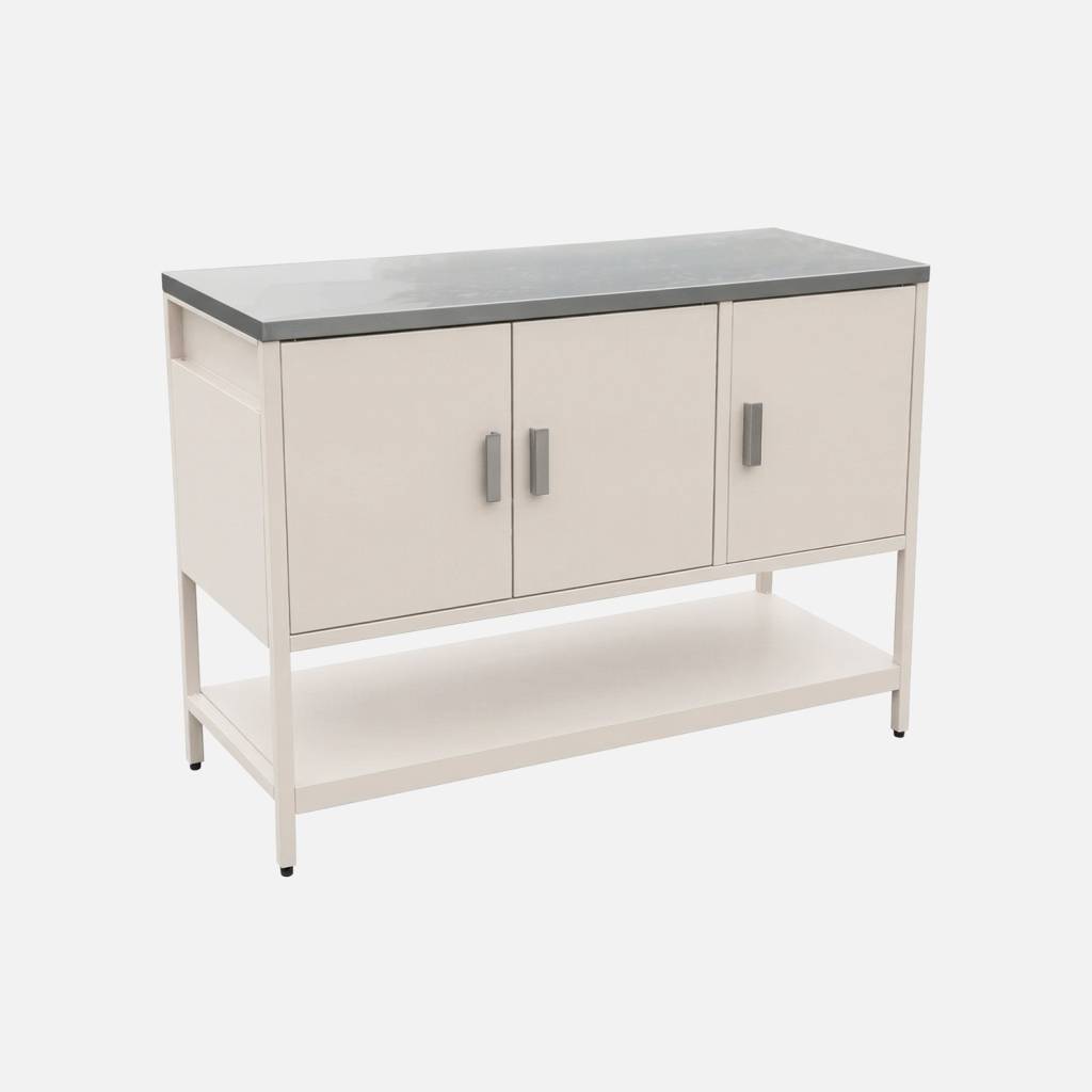 Cuisine d'extérieure acier beige 3 portes,1 étagère