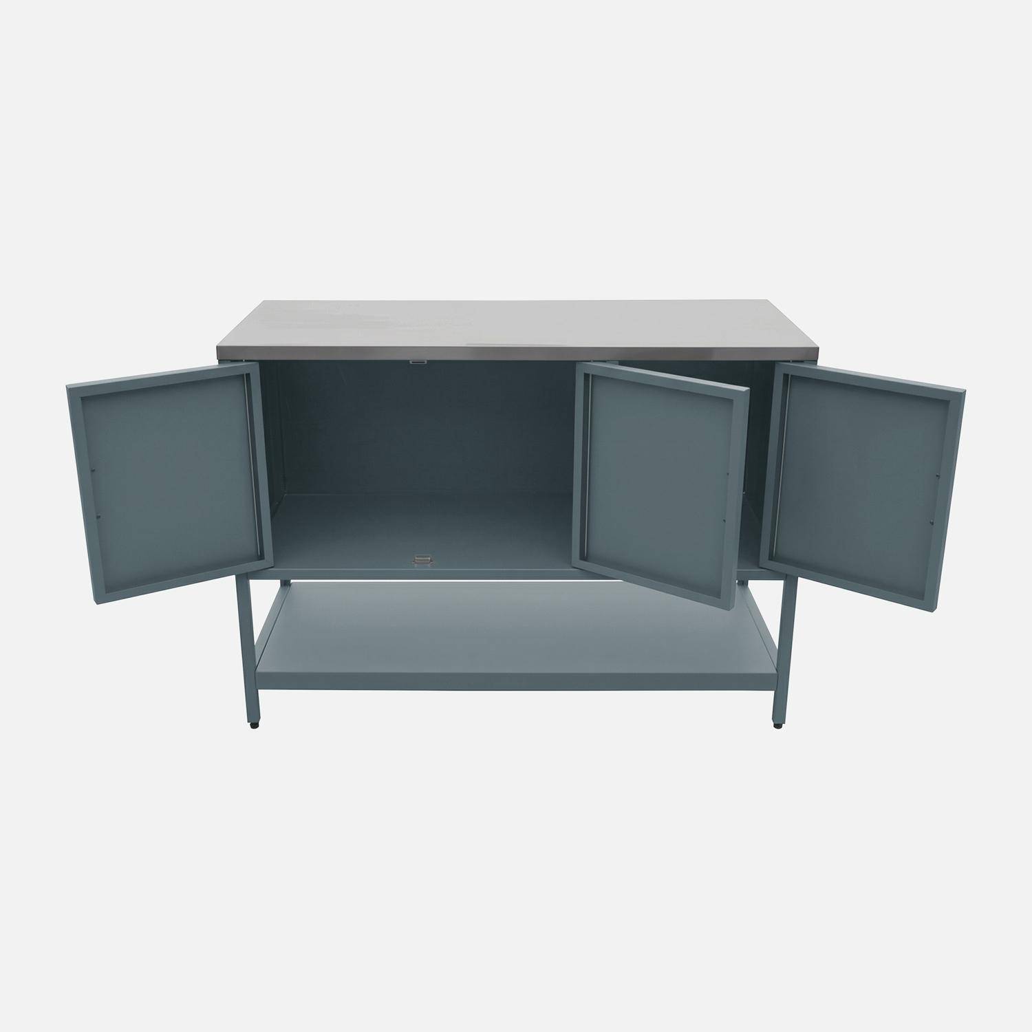 Module buitenkeuken 3 deuren 1 plank L120cm grijsblauw| sweeek