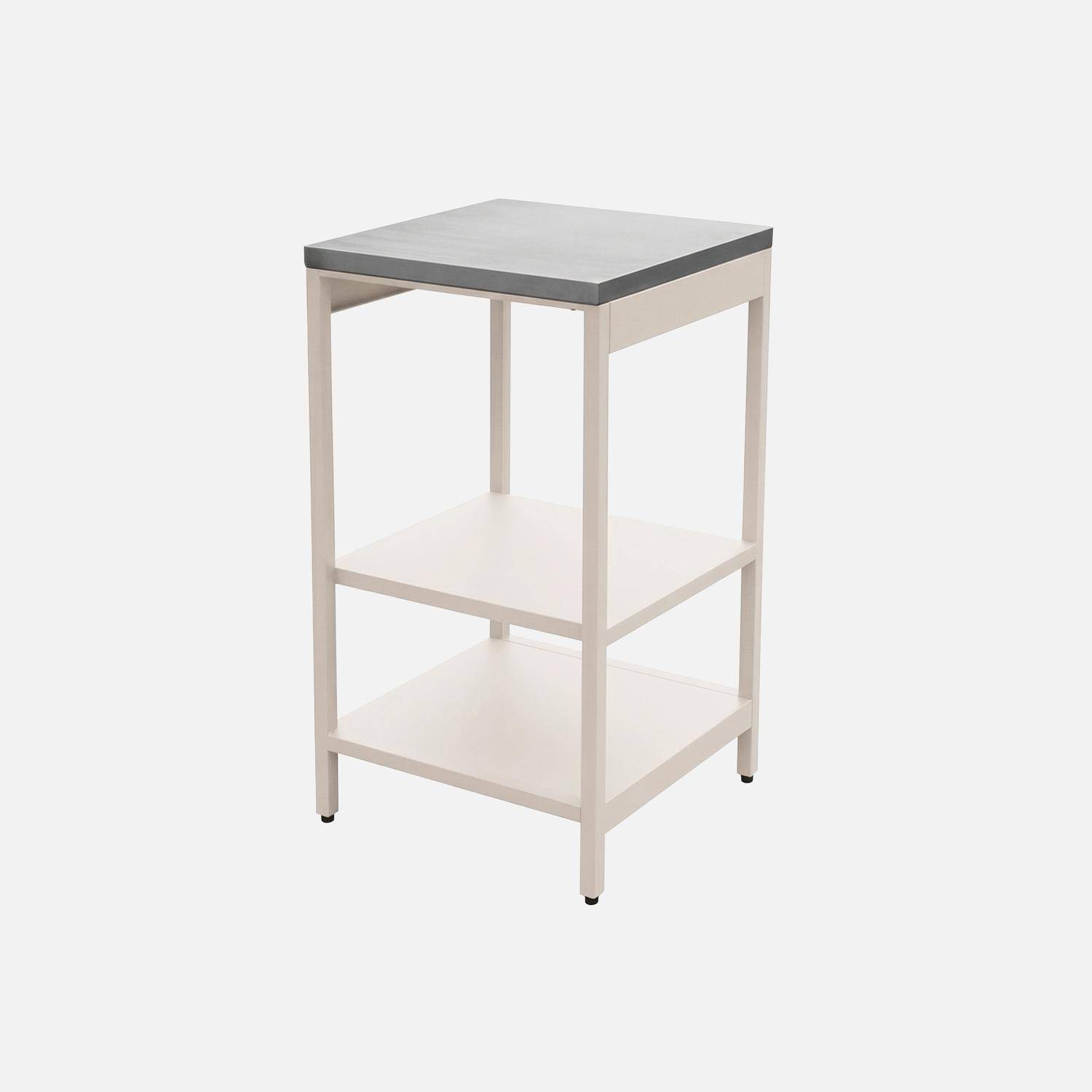 Cuisine d'extérieure en acier beige avec 2 étagères L49cm,sweeek,Photo1