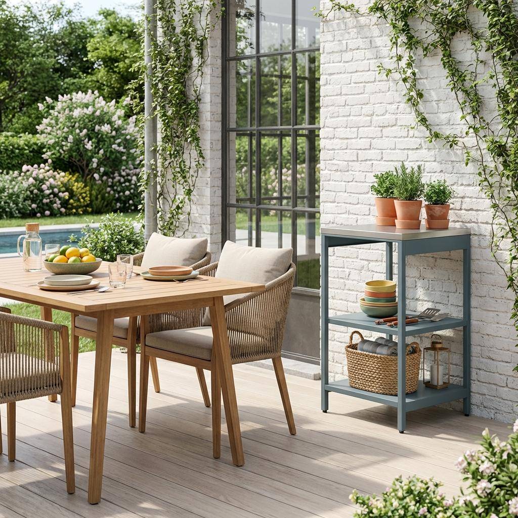 Buitenkeukenmodule 2 planken staal grijsblauw 49x49x87,5 cm - Naxos Photo1