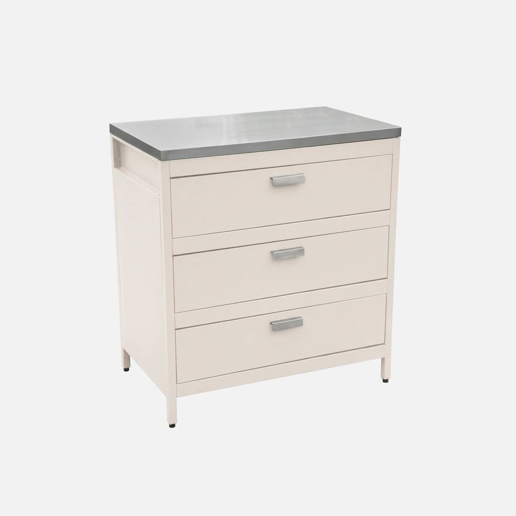 Cuisine d'extérieure en acier beige 3 tiroirs L80cm