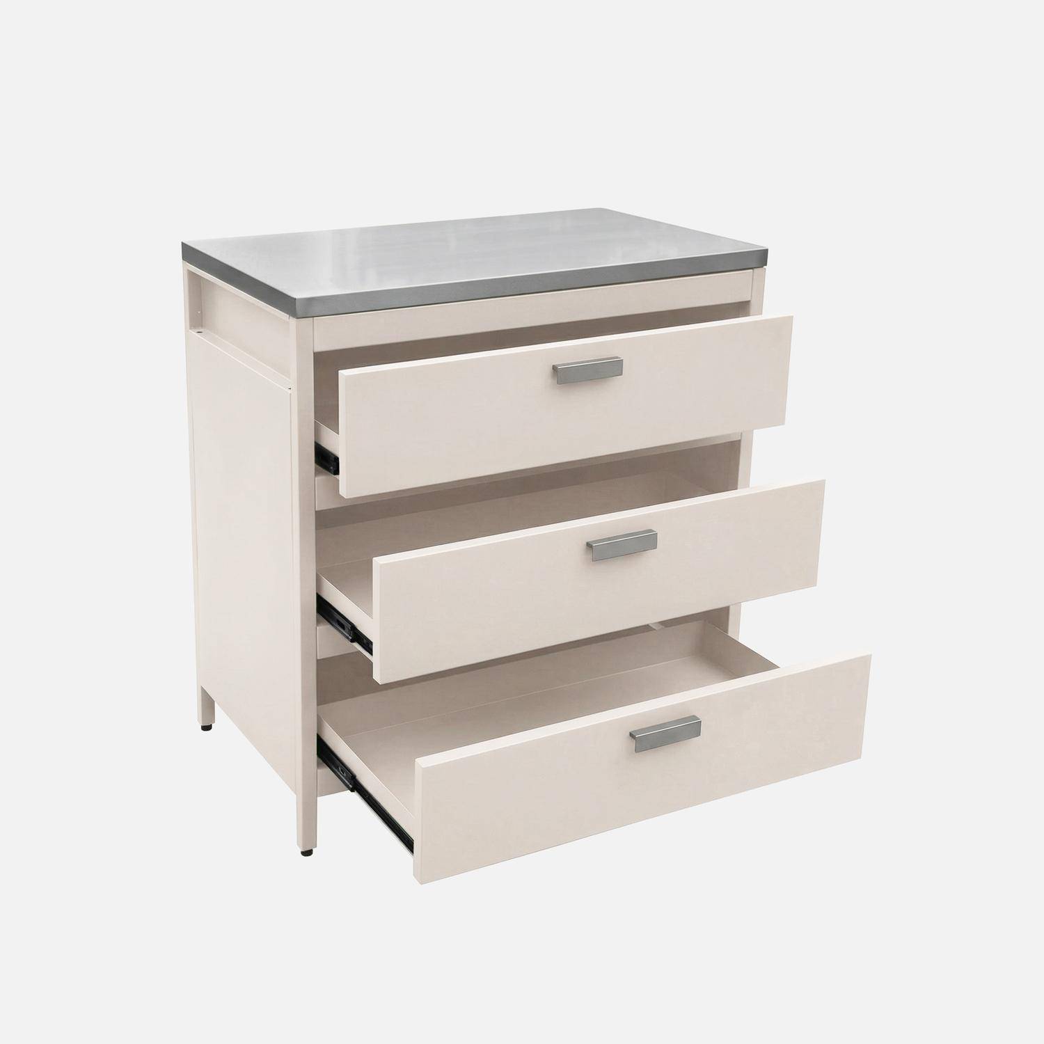 Buitenkeukenmodule met 3 lades staal beige 80x51x87,5cm - Naxos,sweeek,Photo4