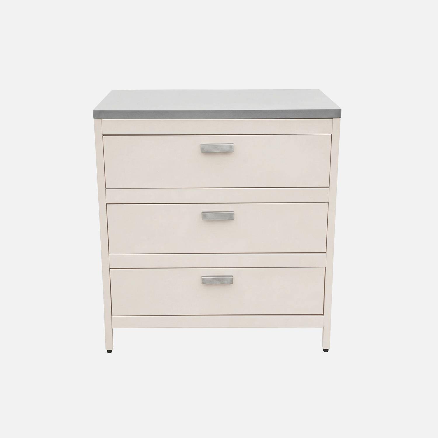 Cuisine d'extérieure en acier beige avec 3 tiroirs L80cm Photo2