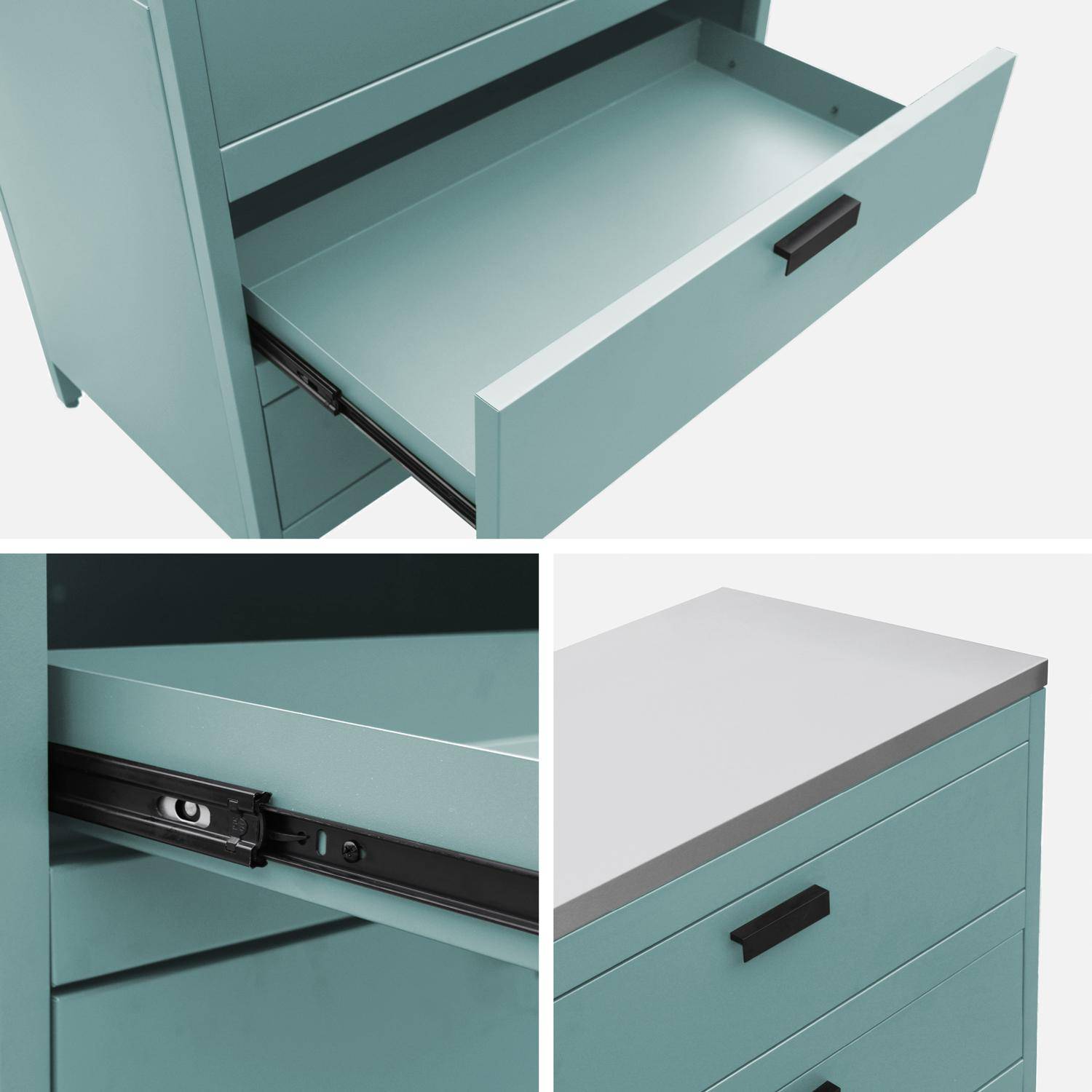 Cuisine d'extérieure en acier bleu gris avec 3 tiroirs L80cm Photo4