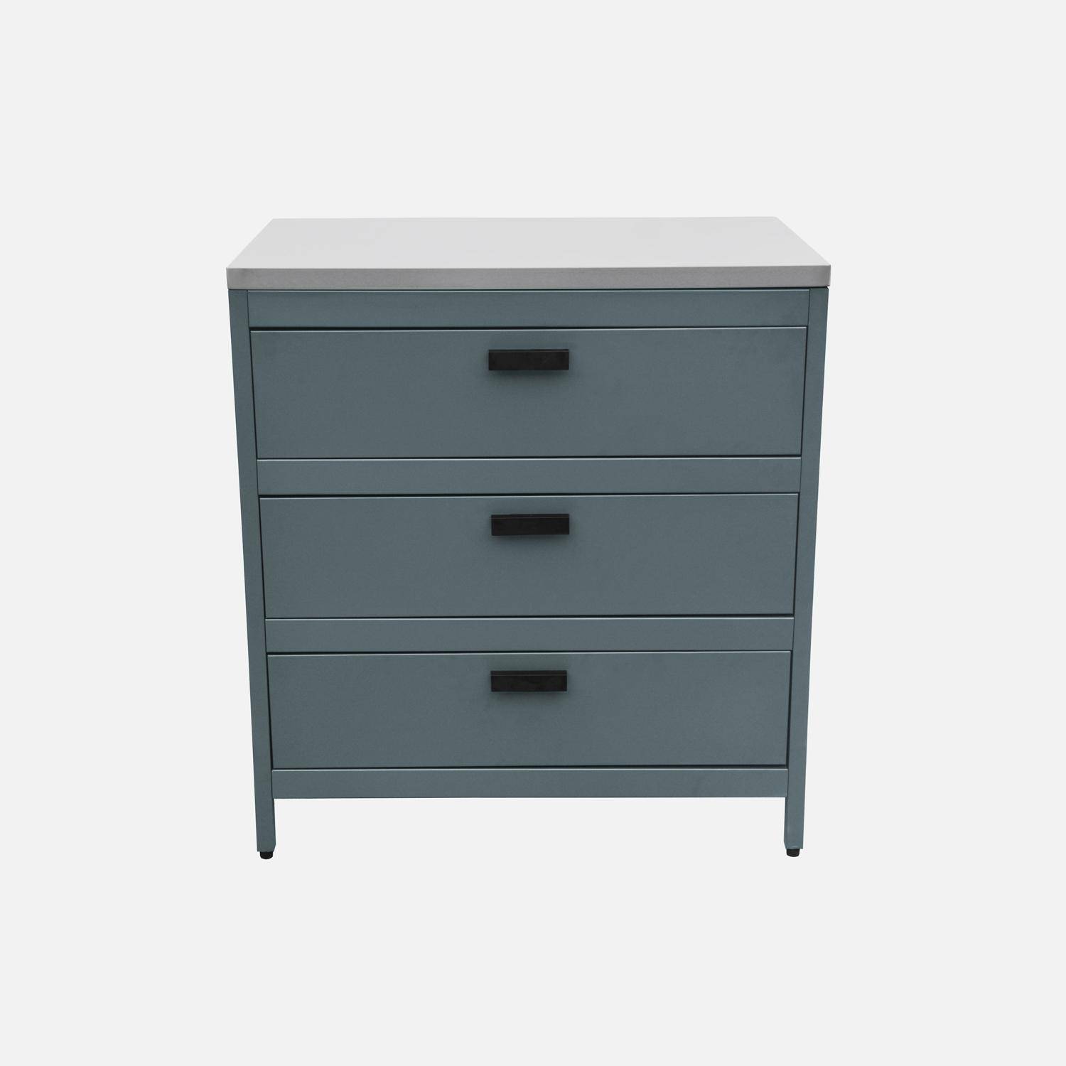 Buitenkeukenmodule met 3 laden staal grijsblauw 80x51x87,5cm - Naxos,sweeek,Photo2