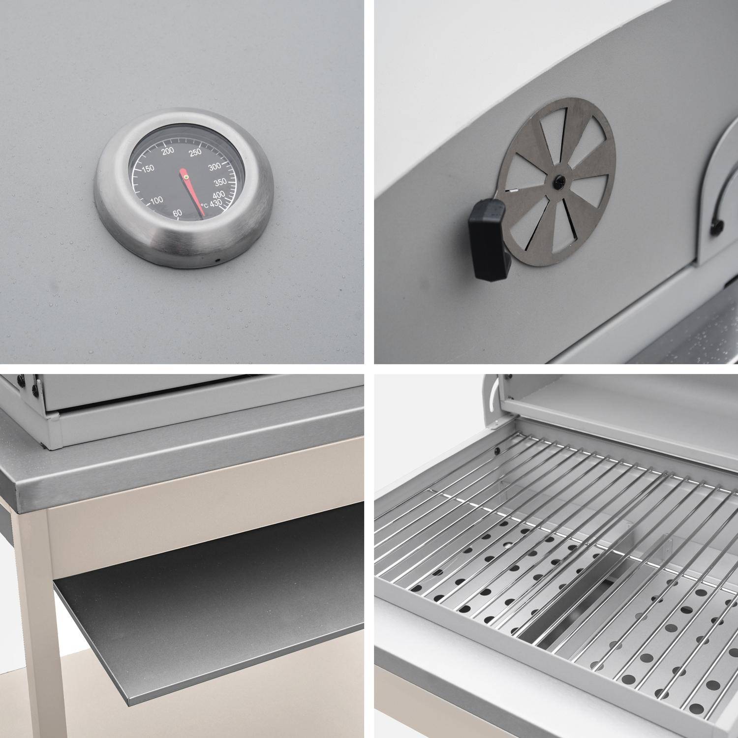 Parrilla de barbacoa al carbón acero inoxidable rejilla cromada 2 estantes Beige - 60x52x108 cm,sweeek,Photo7