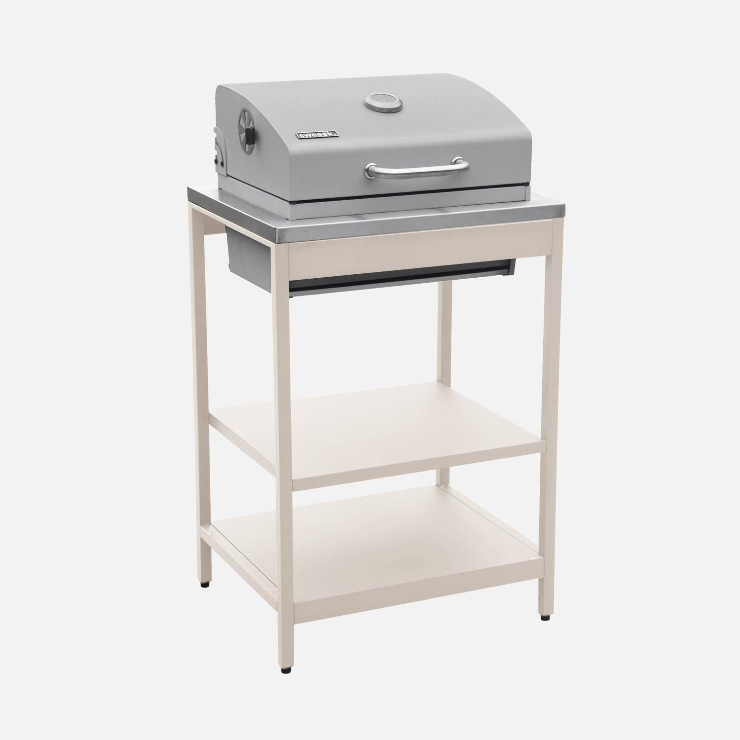 Parrilla de barbacoa al carbón acero inoxidable rejilla cromada 2 estantes Beige - 60x52x108 cm Photo3