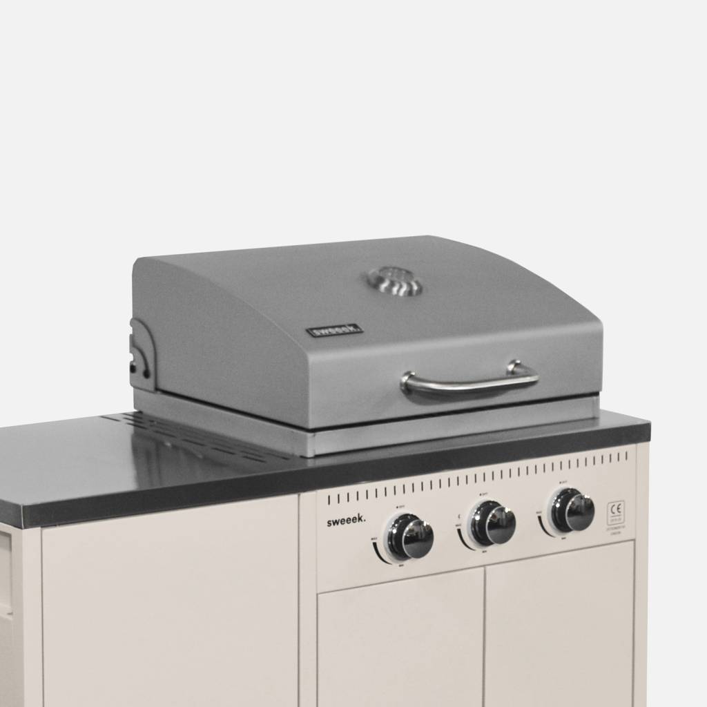 Gasbarbecue met 3 branders, 3 deuren en 2 opbergruimtes beige