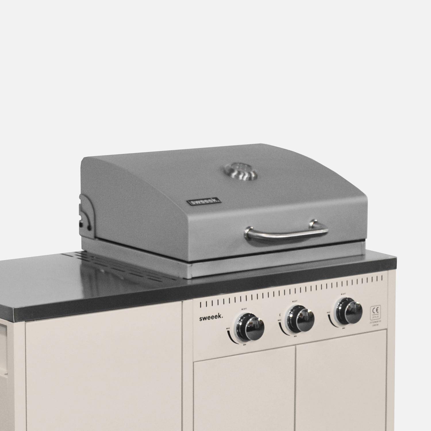 Barbecue gaz 3 brûleurs, beige, 3 portes et 2 espaces de rangement Photo1