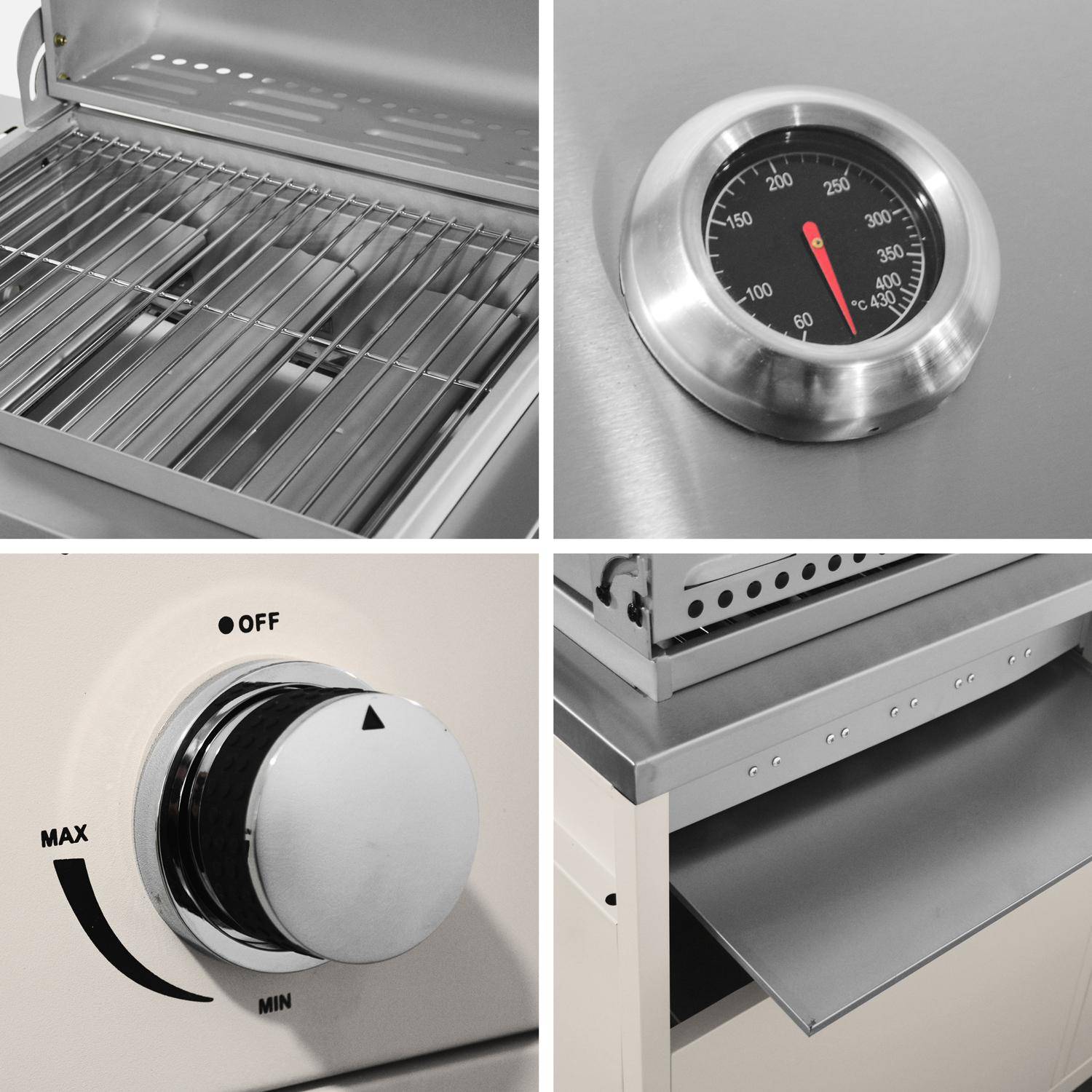 Barbecue gaz 3 brûleurs, beige, 3 portes et 2 espaces de rangement Photo5