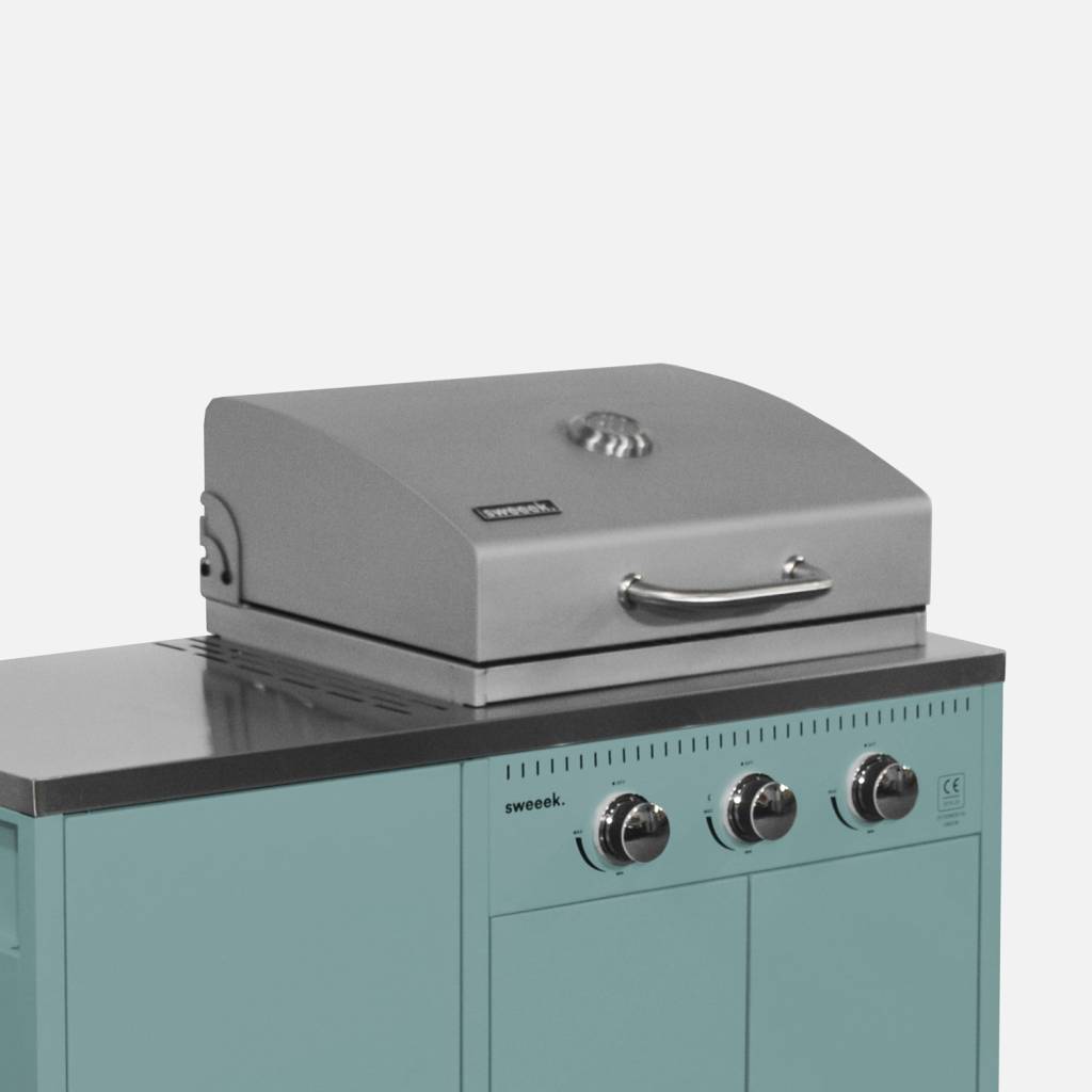 Gasbarbecue met 3 branders, 3 deuren en 2 opbergruimtes grijsblauw