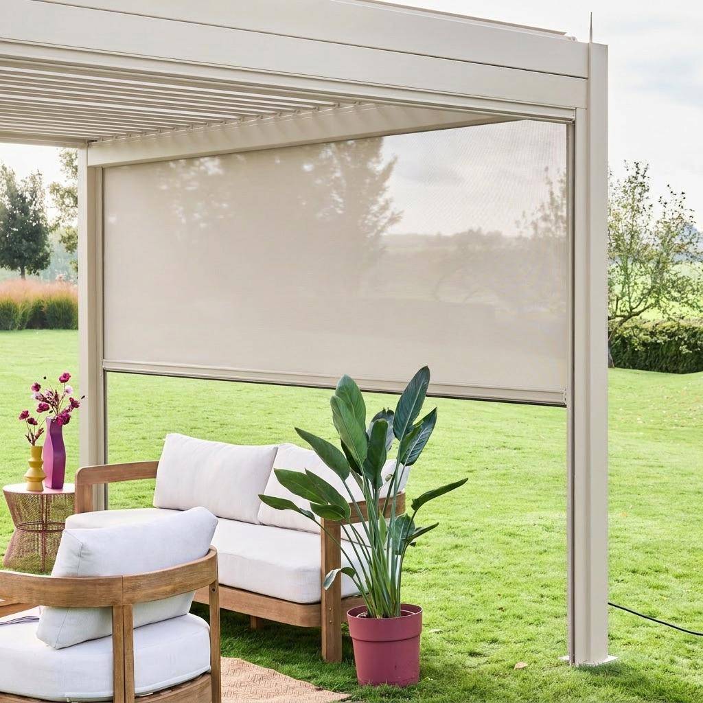 Store beige pour pergola bioclimatique – Triomphe – 3x4 m, aluminium et textilène Photo4