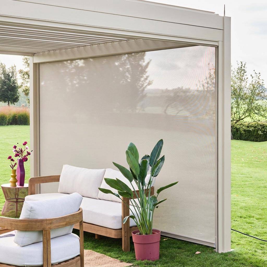 Store beige pour pergola bioclimatique – Triomphe – 3x4 m, aluminium et textilène Photo3