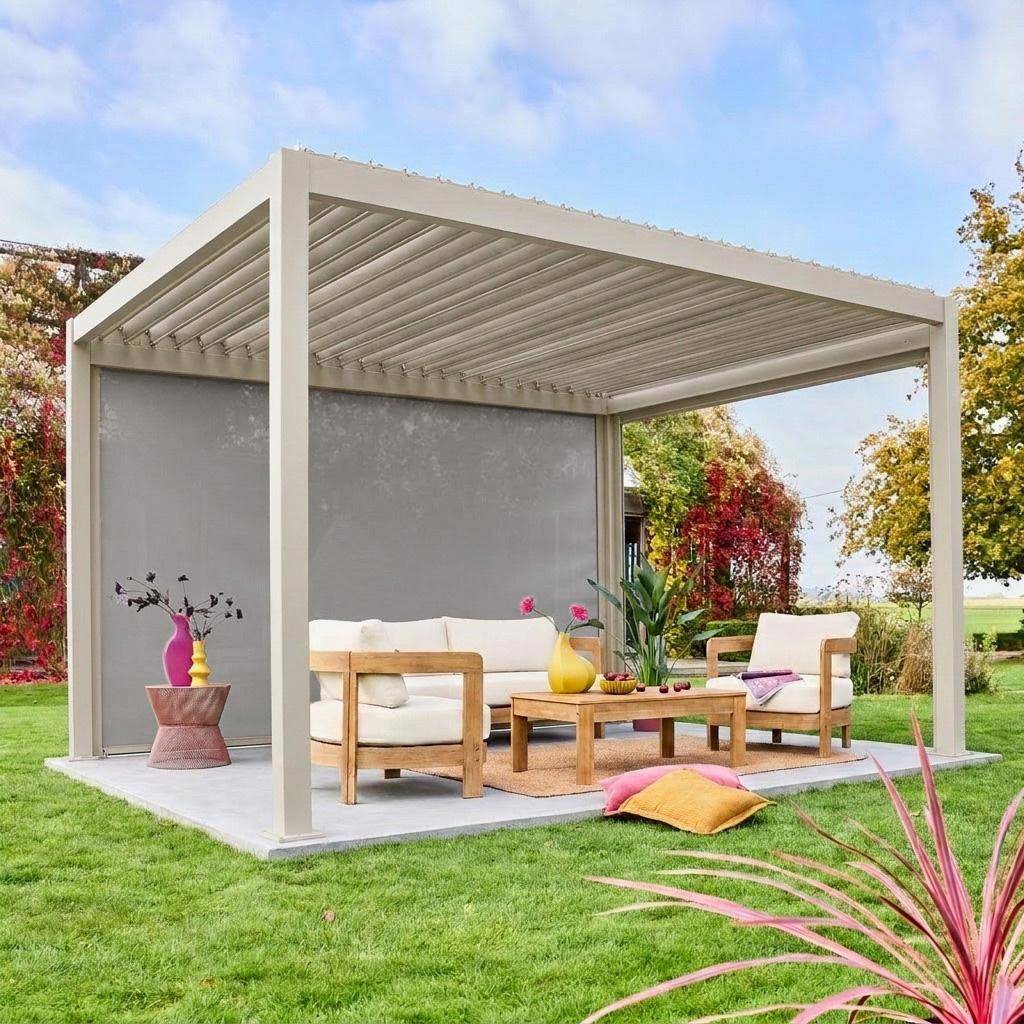 Store beige pour pergola bioclimatique – Triomphe – 3x4 m, aluminium et textilène Photo8