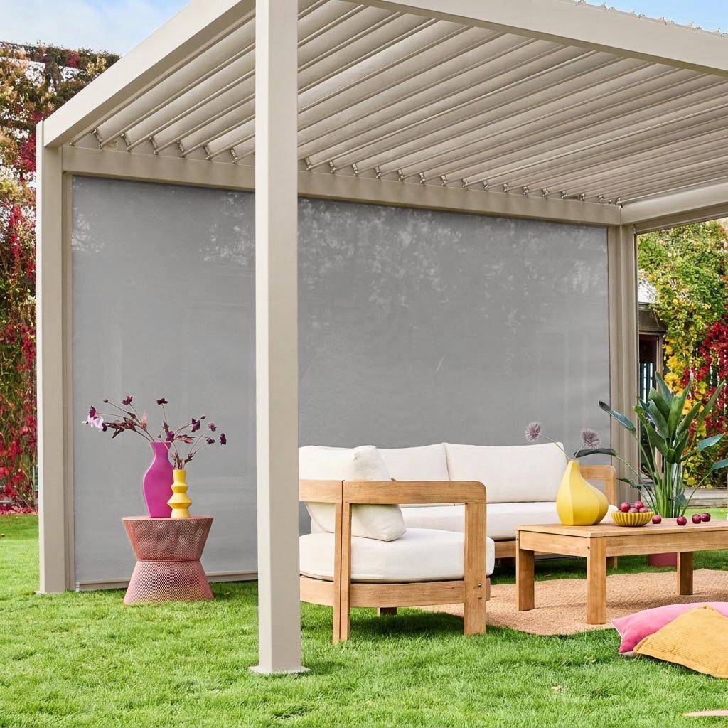 Store beige pour pergola bioclimatique – Triomphe – 3x4 m, aluminium et textilène Photo9