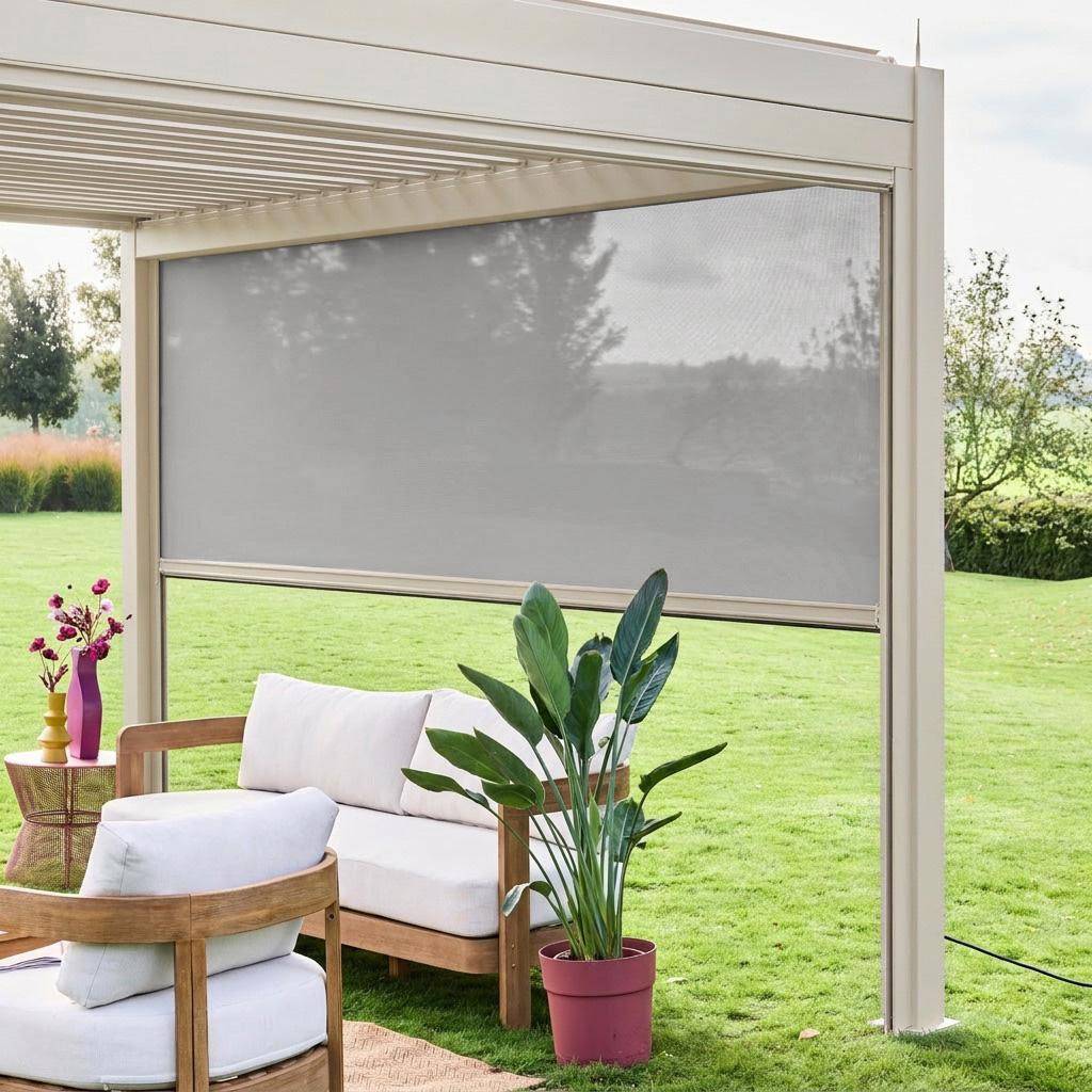 Store beige pour pergola bioclimatique – Triomphe – 3x4 m, aluminium et textilène,sweeek,Photo11