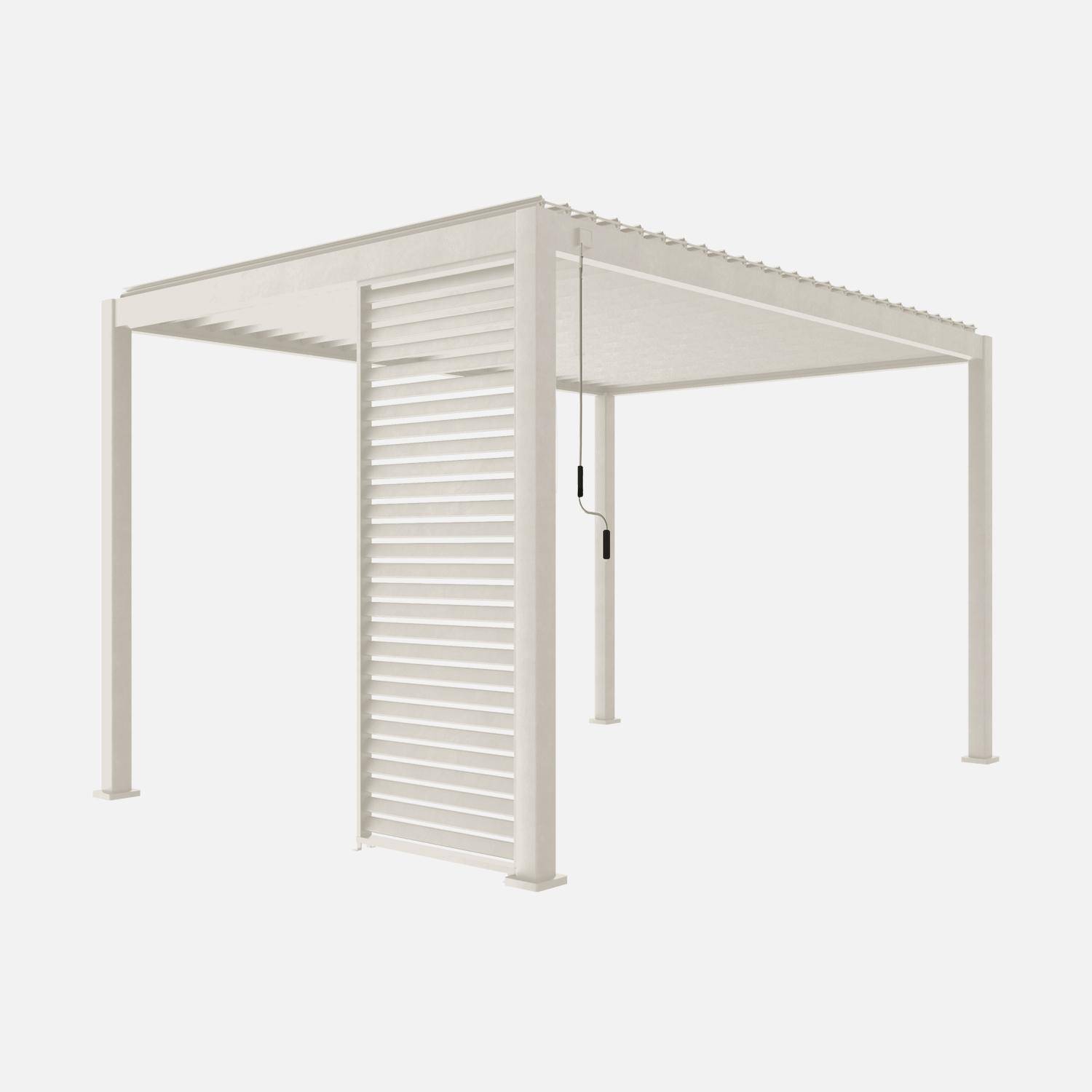 Persienne 100cm pour pergola bioclimatique Triomphe, côté 3m, panneau brise vue, aluminium, beige Photo5