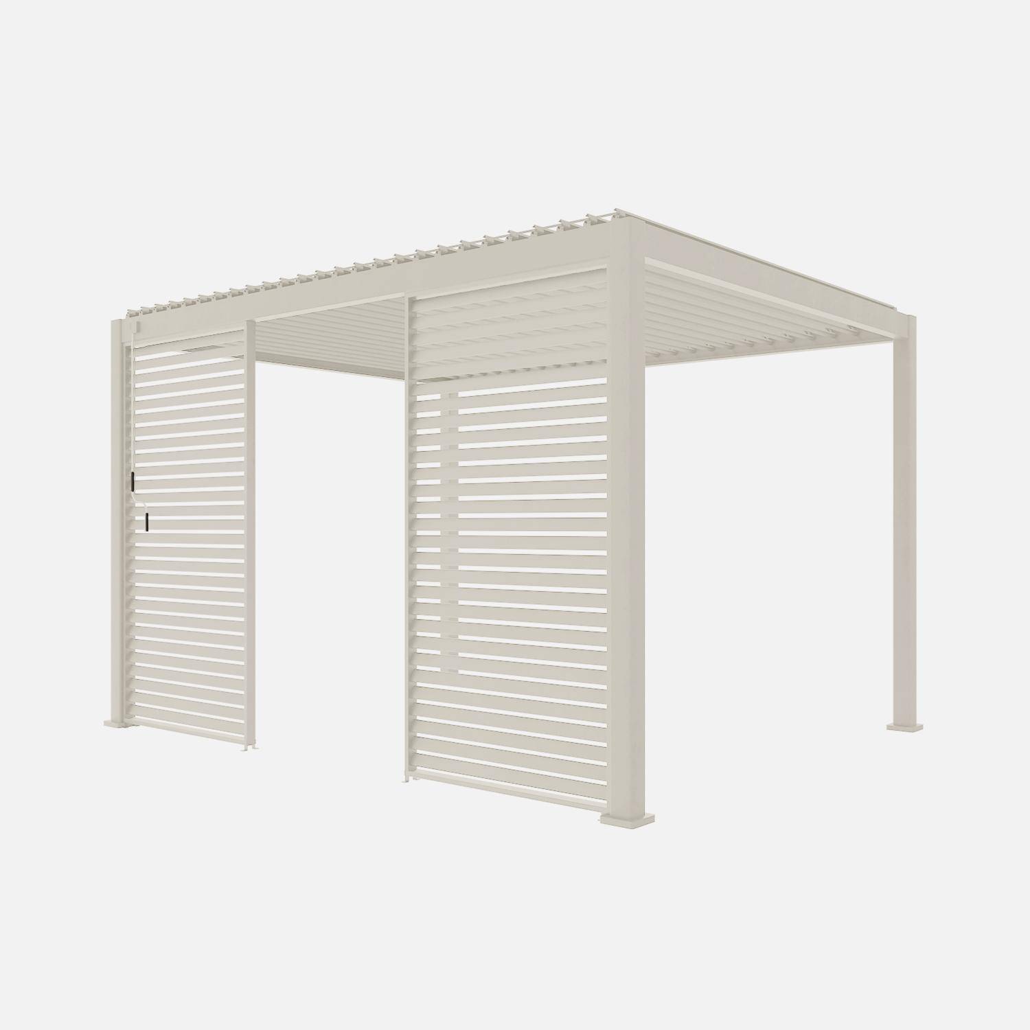 Persienne 130cm pour pergola bioclimatique Triomphe, côté 4m, panneau brise vue, aluminium, beige,sweeek,Photo5
