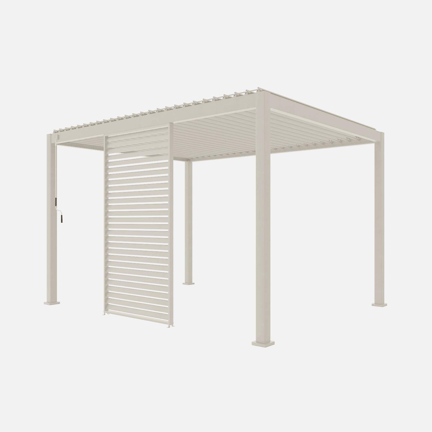 Persienne 130cm pour pergola bioclimatique Triomphe, côté 4m, panneau brise vue, aluminium, beige Photo4