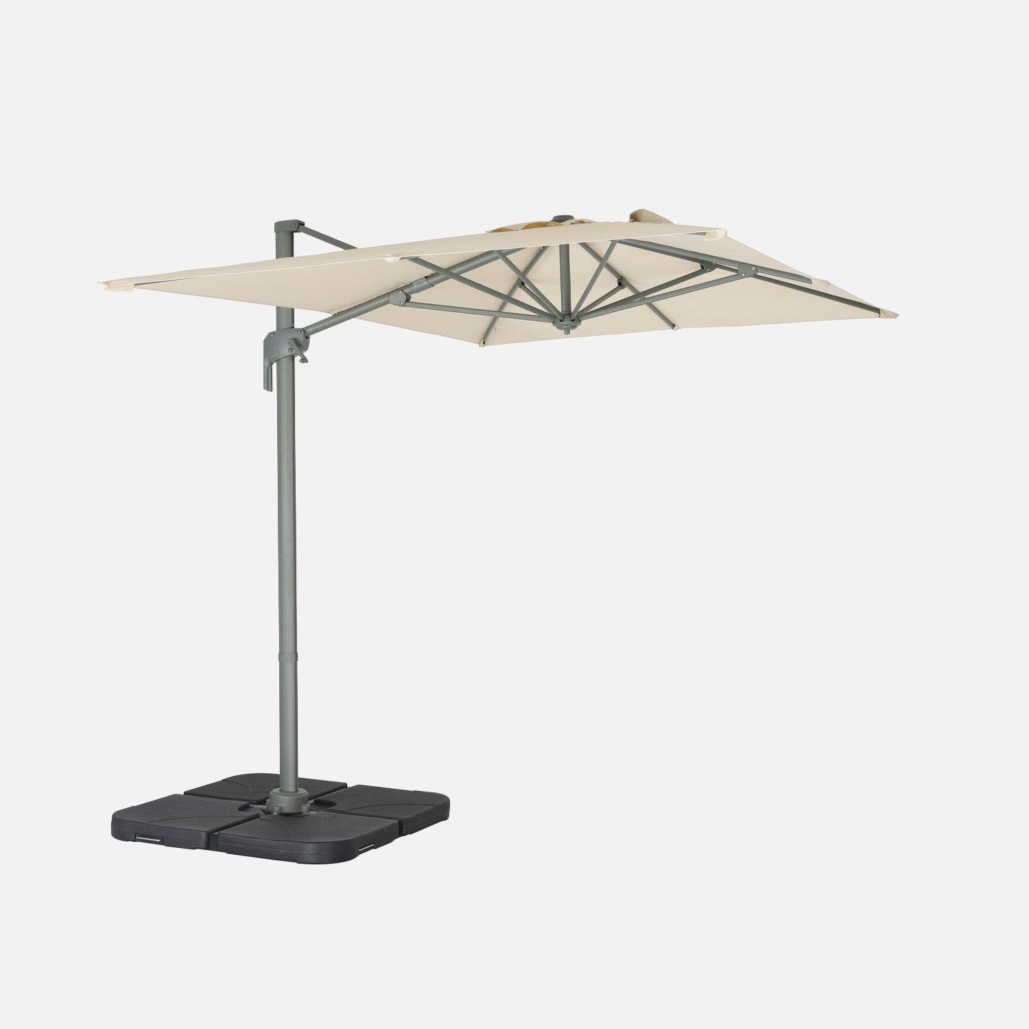 Parasol desplazado rectangular 2x3m, Antibes, Crudo, 298x198x240 cm Photo1