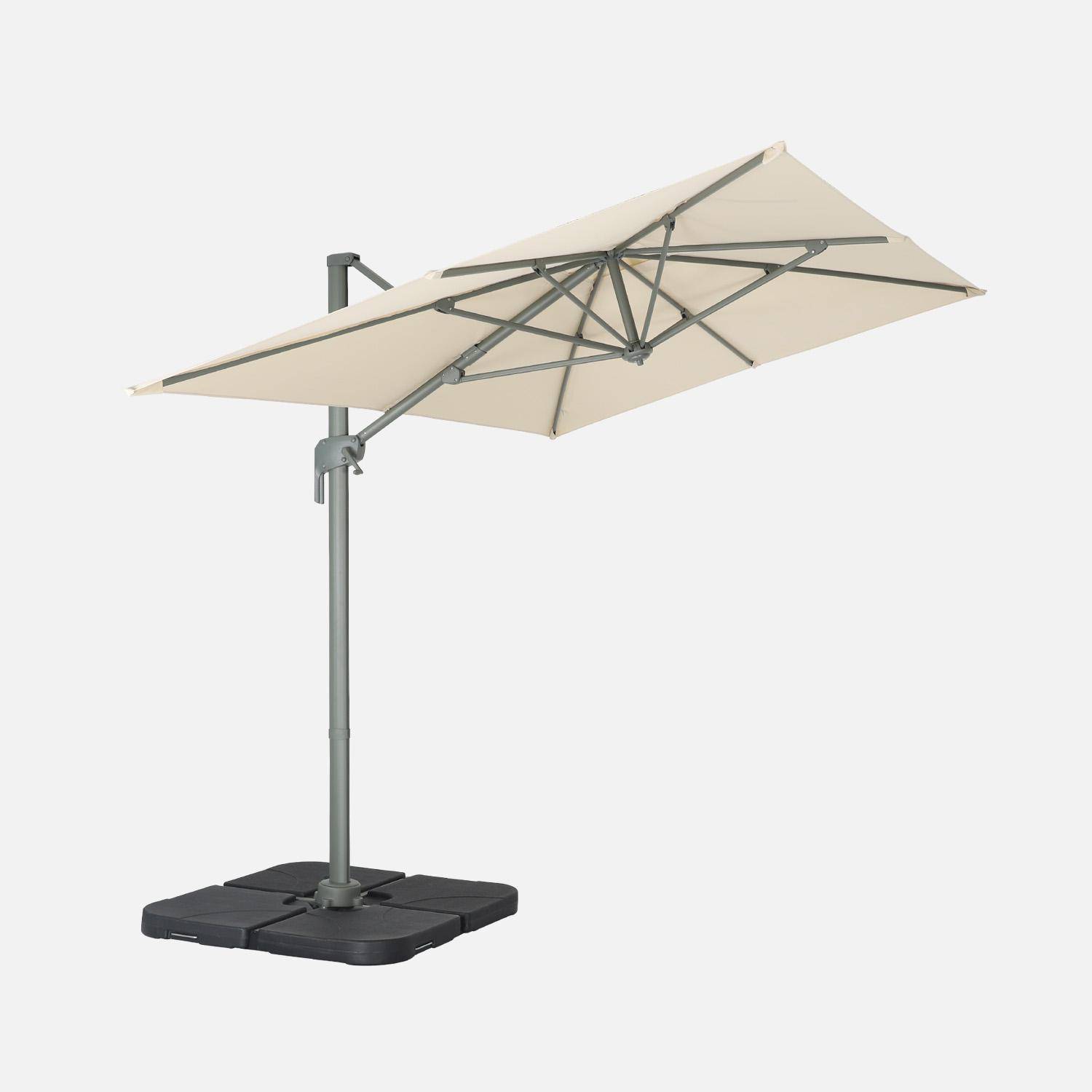 Parasol desplazado rectangular 2x3m, Antibes, Crudo, 298x198x240 cm Photo3