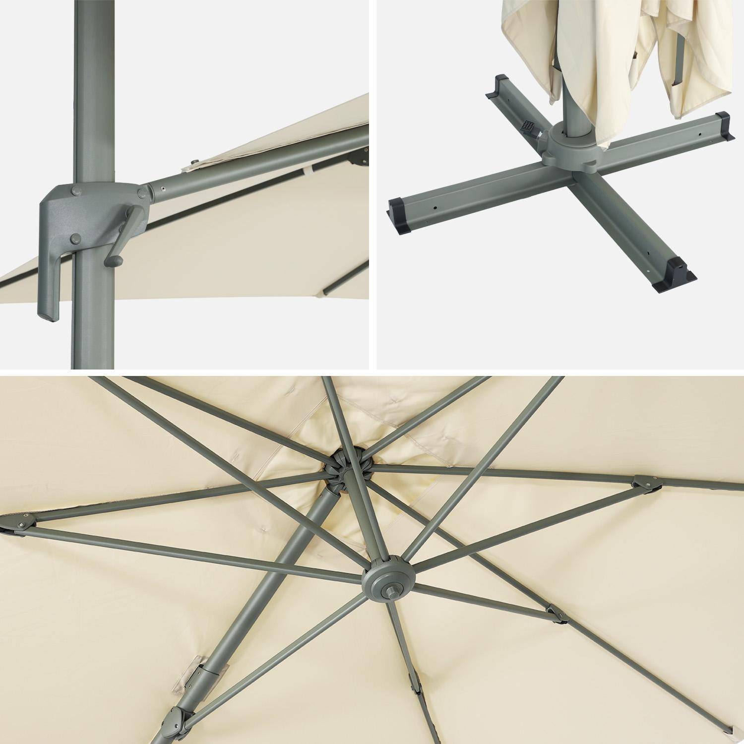 Parasol desplazado rectangular 2x3m, Antibes, Crudo, 298x198x240 cm Photo5