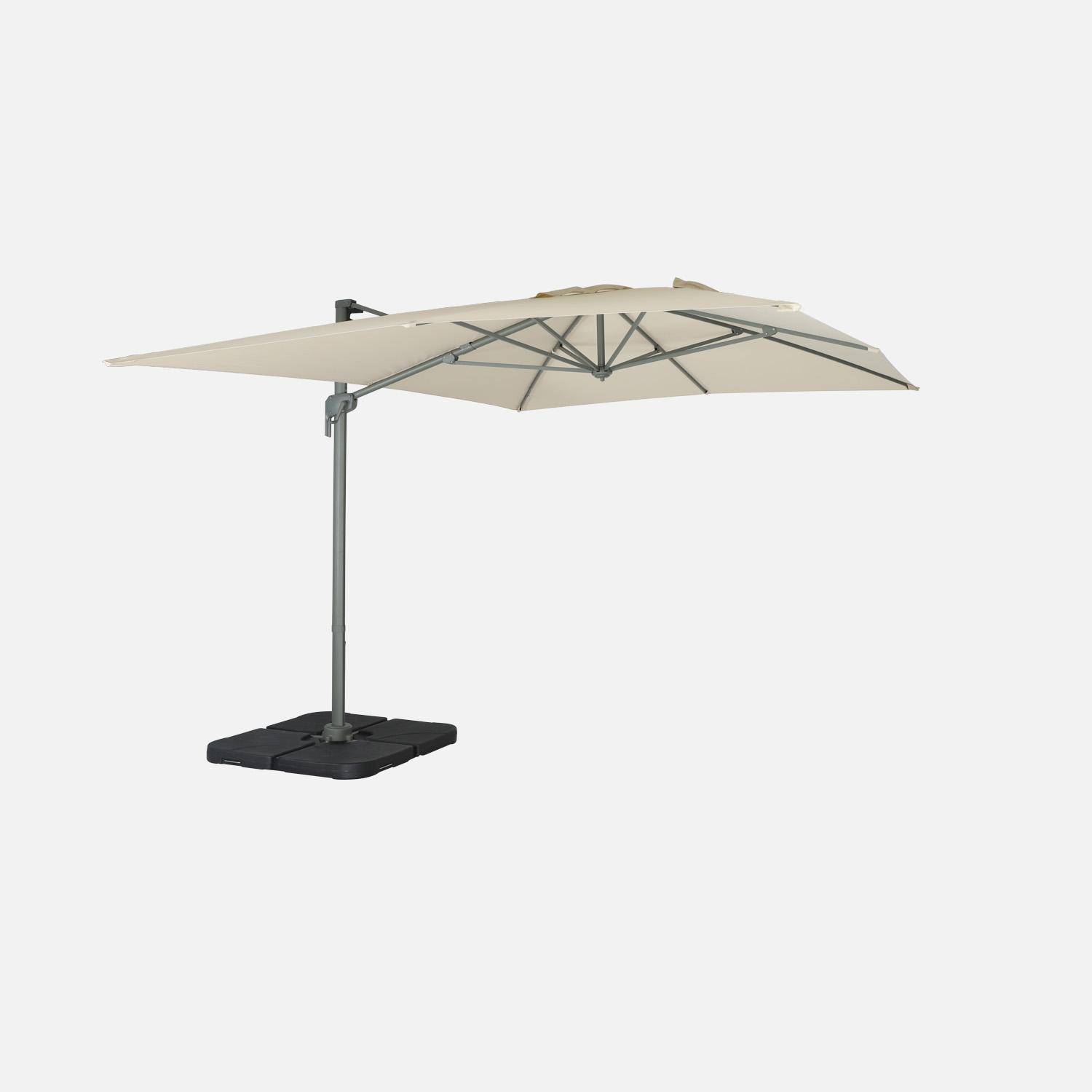 Rechteckiger Ampelschirm 3x4 m neigbar, klappbar und um 360° drehbar, ecru - Antibes,sweeek,Photo6