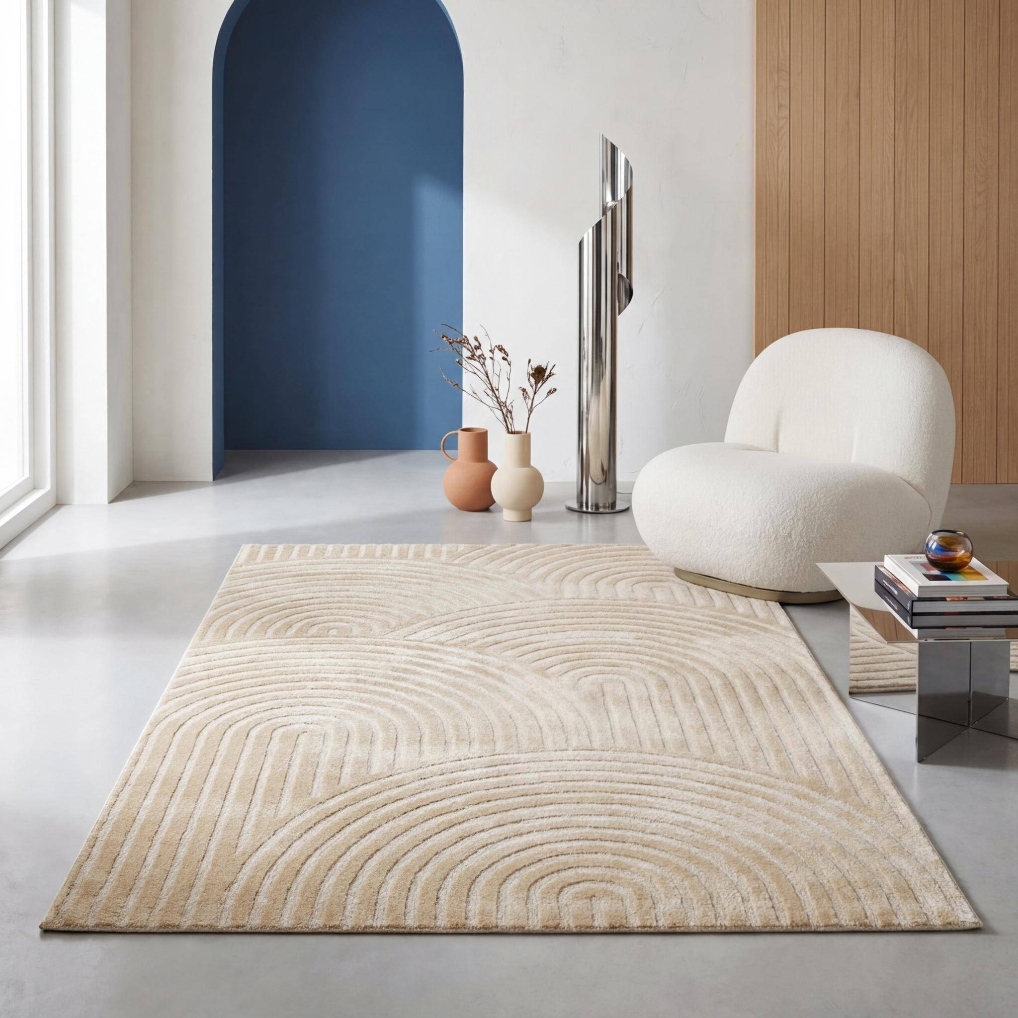 Indoor rug with beige arches pattern 160 x 230 cm - Brad Photo1