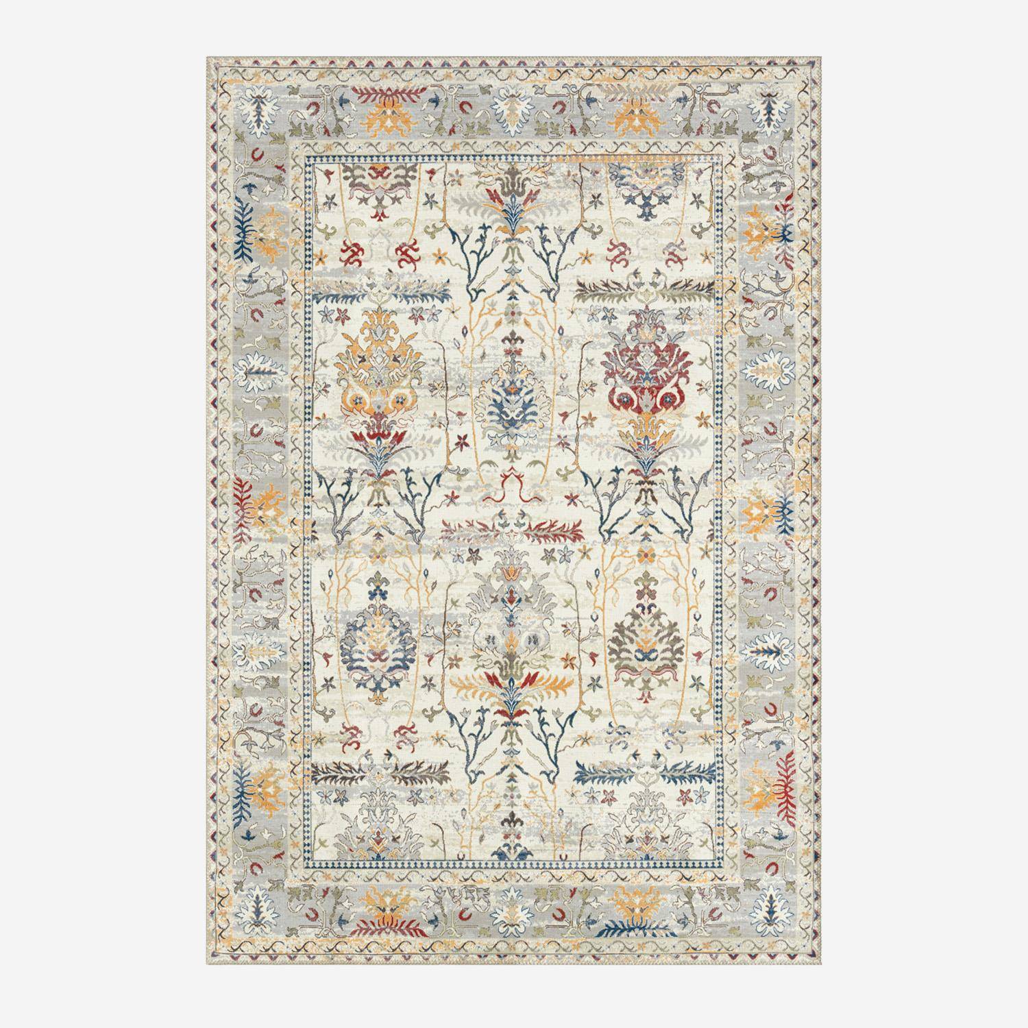 Tapis intérieur motif oriental / persan bleu, jaune, rouge, blanc 120 x 160 cm - Cavy Photo2